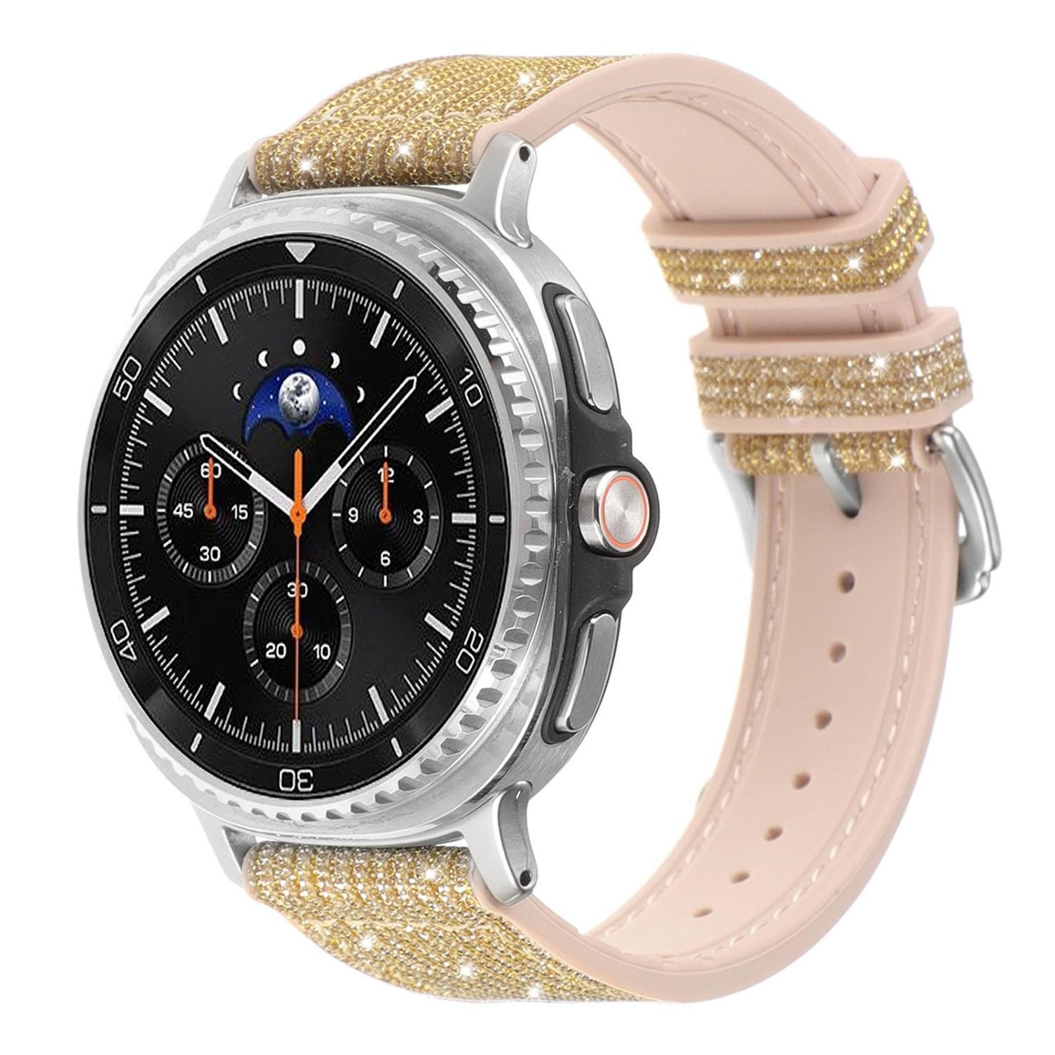 Wigento Smartwatch-Armband Glitzer Silikon für Samsung Galaxy Watch 9 / 8 / 8 Classic Hybrid, Verstellbar, angenehmer Tragekomfort