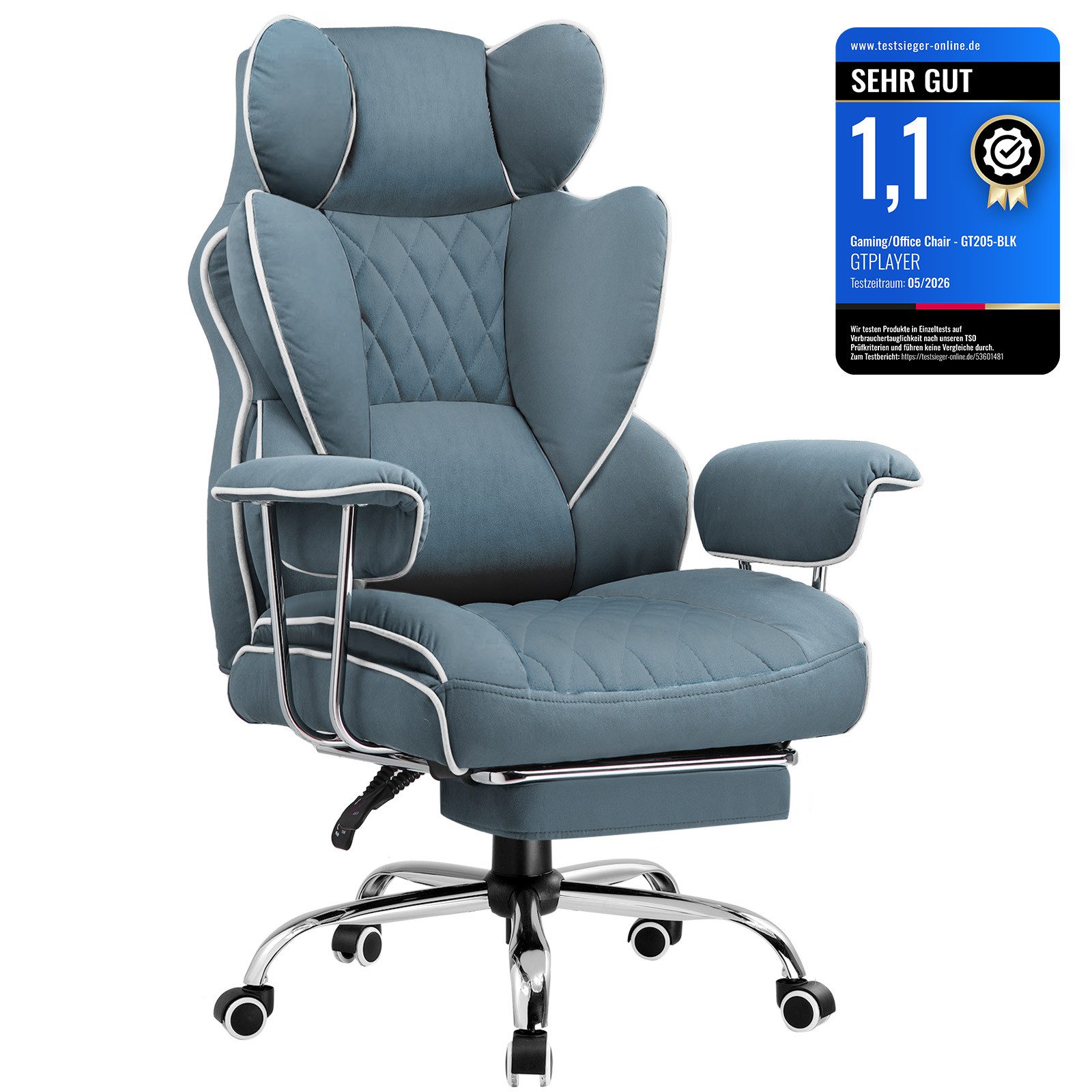 GTPLAYER Gaming-Stuhl Bürostuhl Gamer Stuhl gaming stuhl Schreibtischstuhl Chefsessel, mit Taschenfeder-Lendenwirbelstütze, breiter Büro-Computersessel