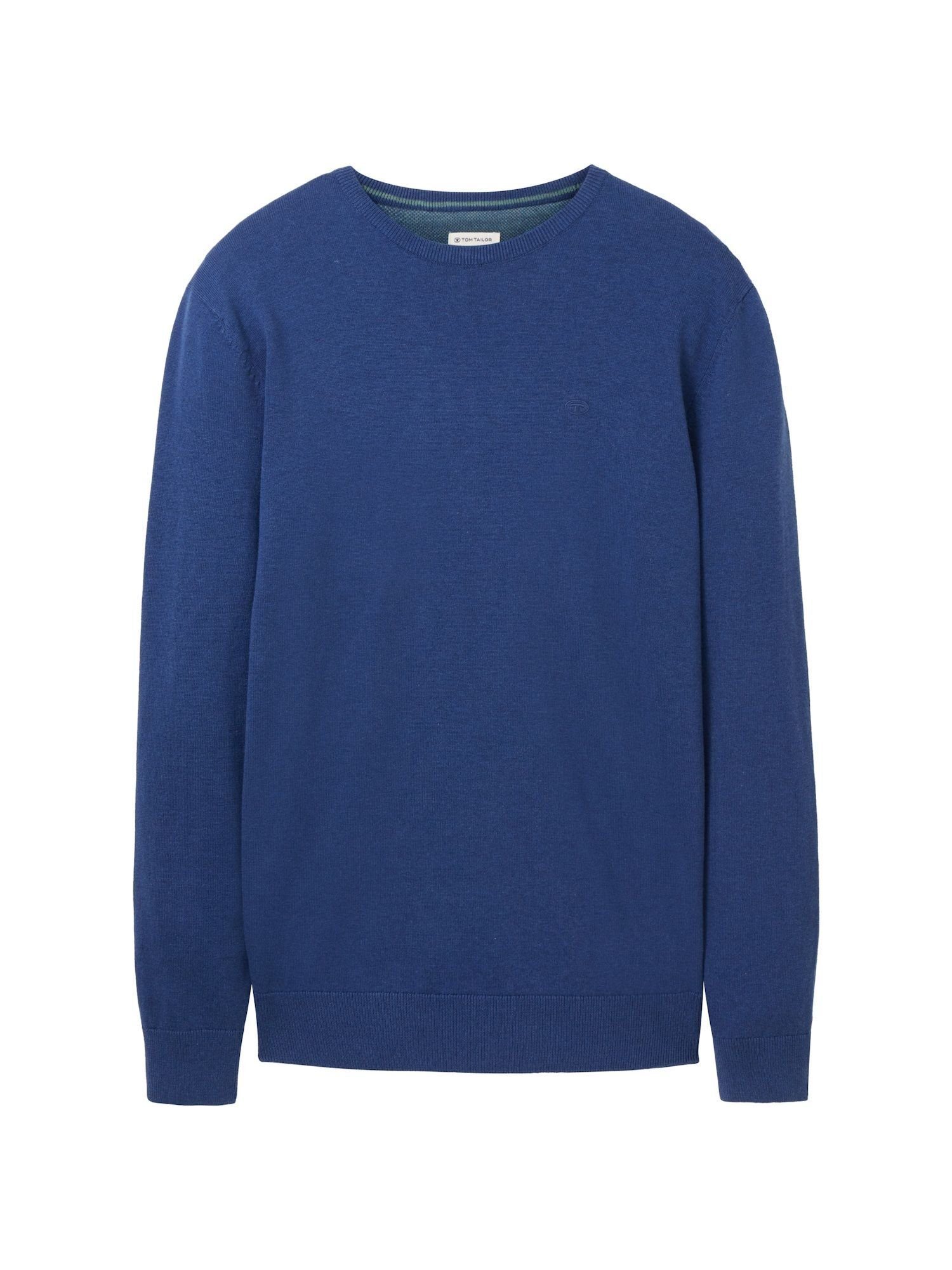 Rippbündchen meliert blau Sweatshirt Sweatshirt (1-tlg) mit Pullover TAILOR TOM