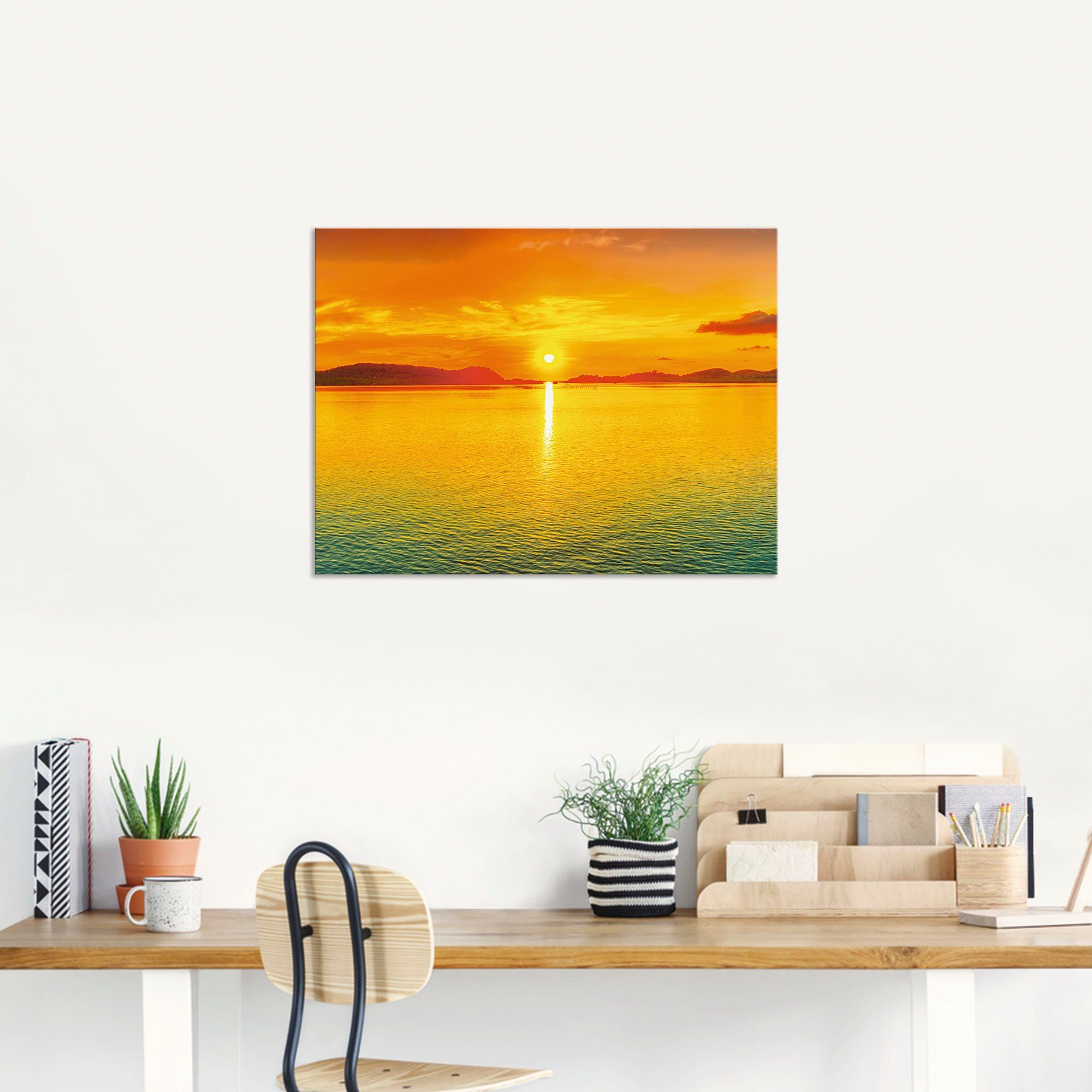Artland Wandbild Sonnenuntergangspanorama, Sonnenaufgang & -untergang St), als versch. Leinwandbild, (1 oder Poster Größen Wandaufkleber in Alubild