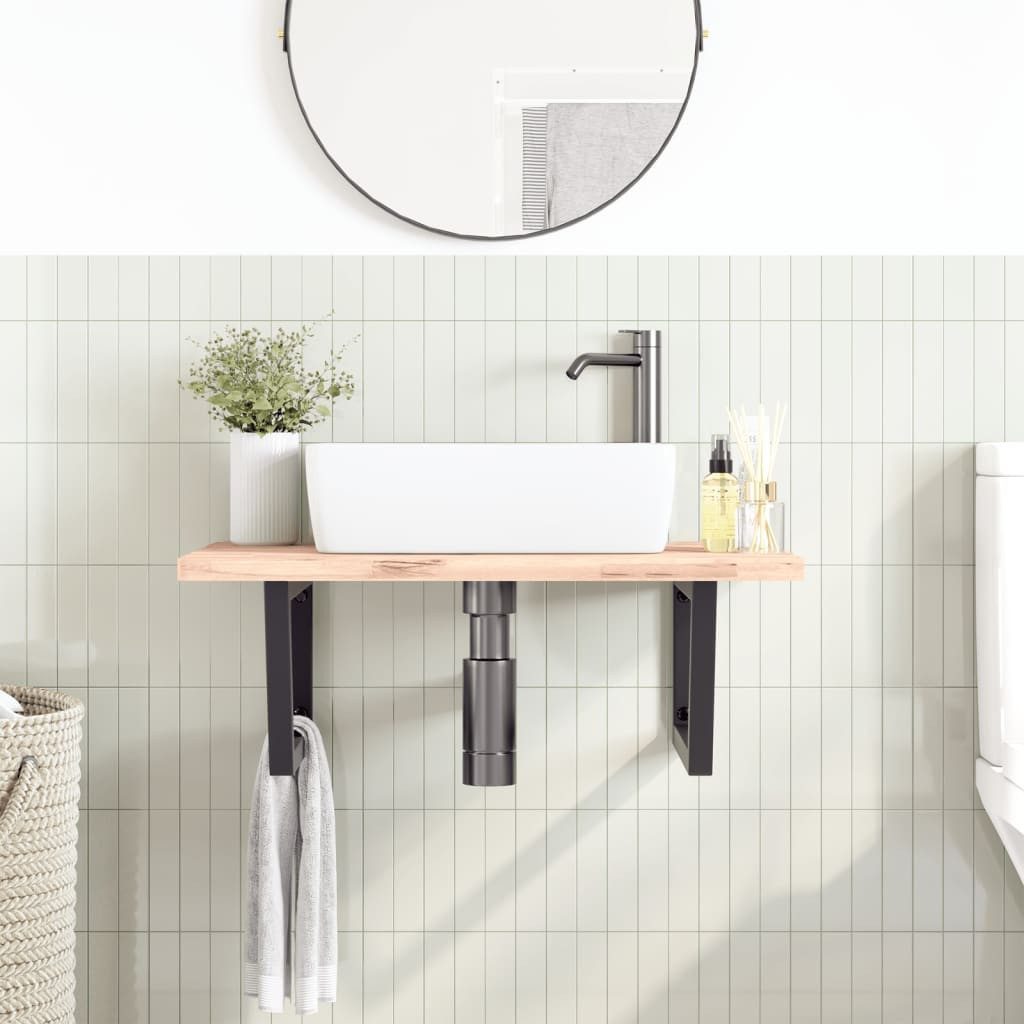 vidaXL Halterung Waschtisch-Halterungen 2 Stk. Schwarz Trapezförmig Stahl, (1-tlg)