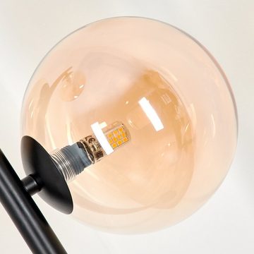 hofstein Stehlampe Stehlampe aus Metall/Glas in Schwarz/Bernsteinfarben, ohne Leuchtmittel, Standlampe im Retro-Design aus Glas, 3 x G9, ohne Leuchtmittel
