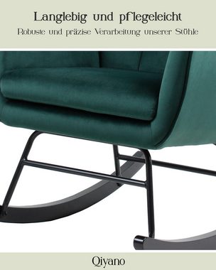 Qiyano Schaukelstuhl Schaukelstuhl Grün, Holz, Metall, Relax, Sitzkomfort, Design