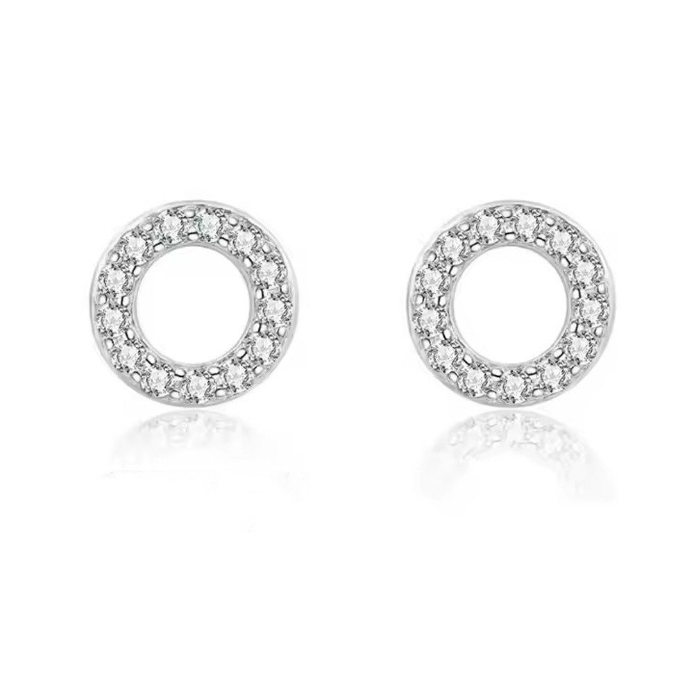 Runde Perlé Paar Ohrstecker kleine klassische Kreis Ohrstecker mit Zirkon, günstig online kaufen