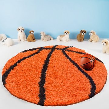 Teppich Basketball Design, Teppium, Rund, Höhe: 30 mm, Kinder Teppich Fußball-Form Kinderzimmer versch.farben und größen