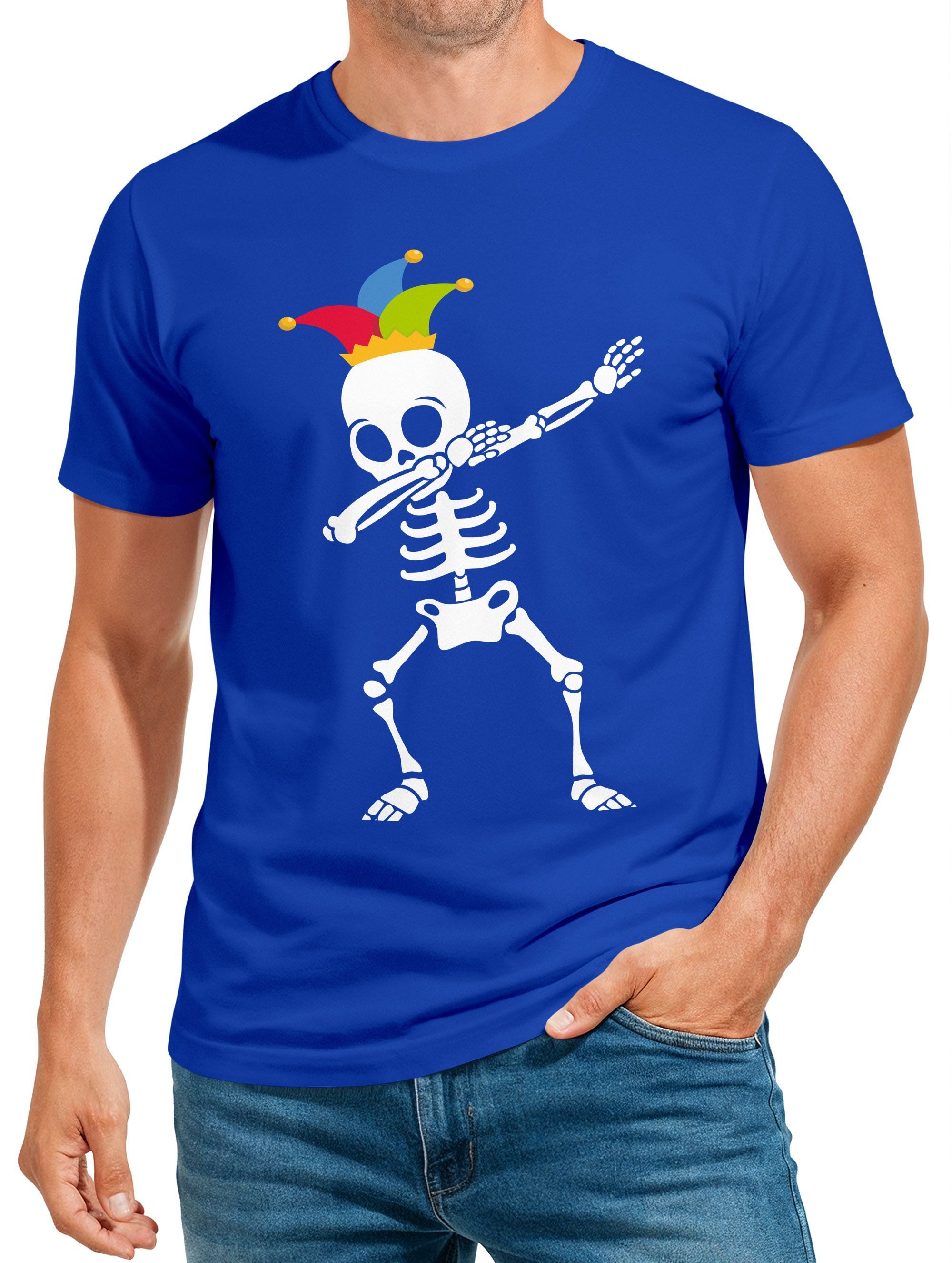 Print-Shirt Herren T-Shirt Fasching Karneval Dabbing Skelett Kostüm Verkleidung