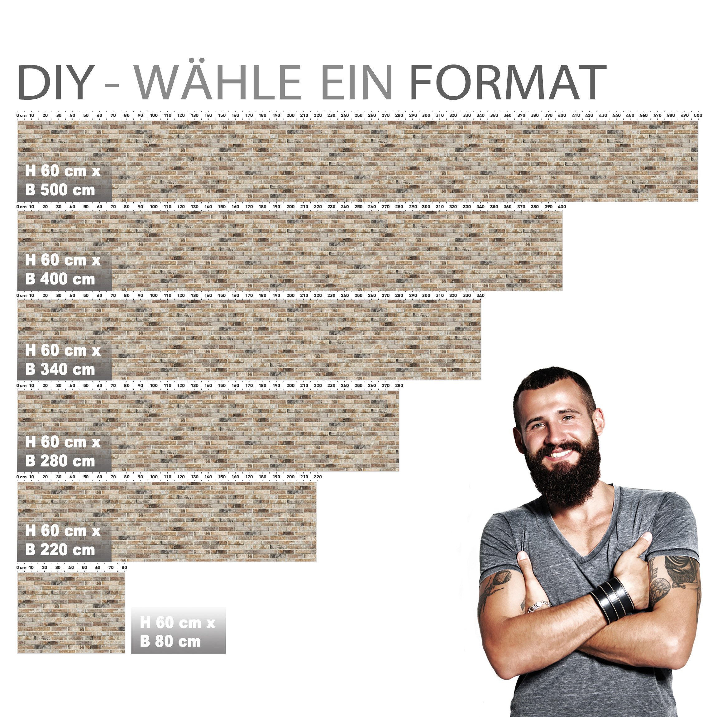 Stickerprofis Küchenrückwand LOFT BROWN (Matt-Finish), (Premium), 1,5mm, selbstklebend, hält auf besonders vielen Öberflächen