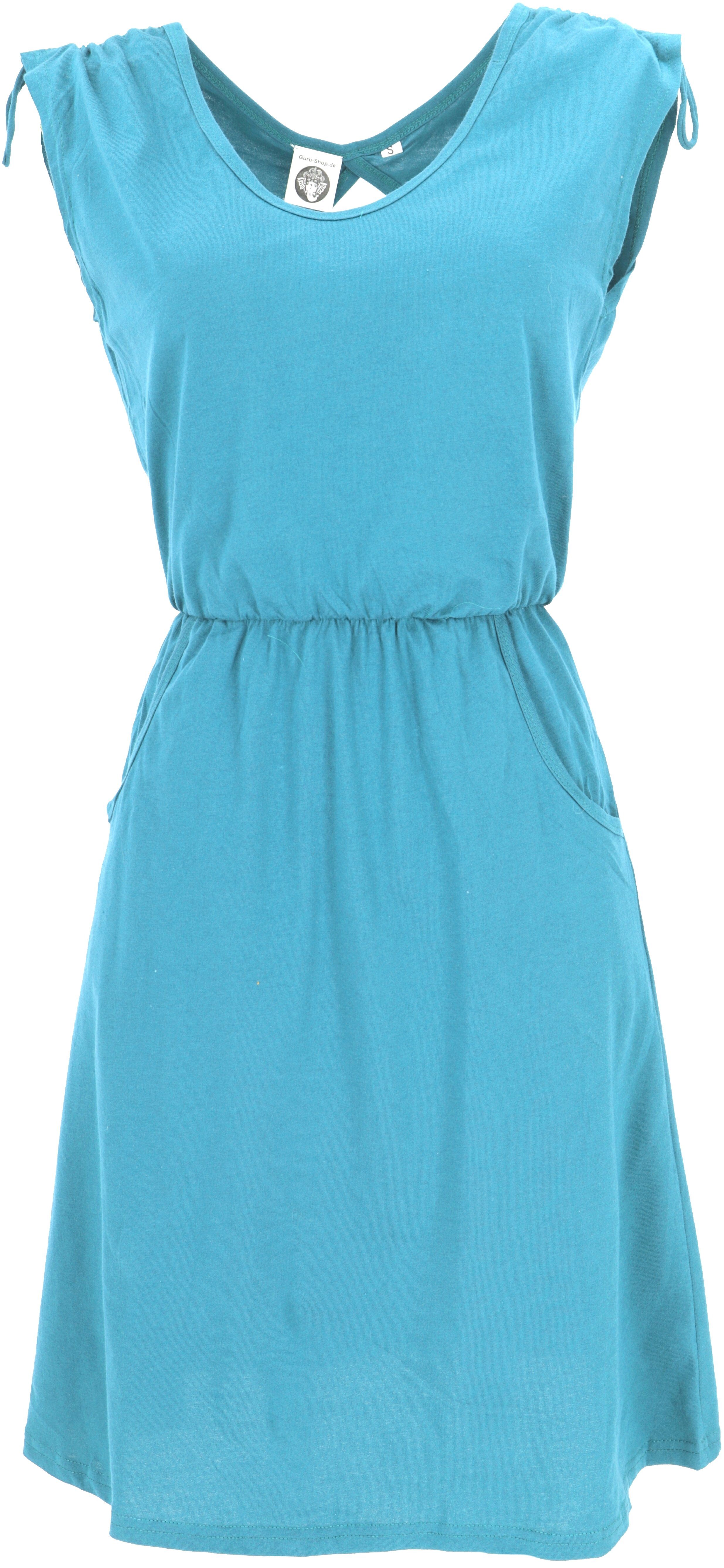 Guru-Shop Midikleid Ethno Minikleid, rückenfreies Kleid aus.. alternative Bekleidung blau