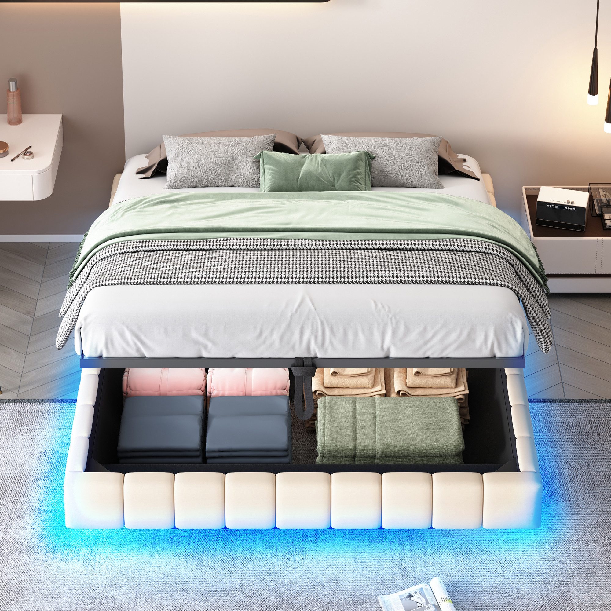 OKWISH Polsterbett Funktionsbett,Kinderbett,Jugendbett,Gästebett (mit Staur günstig online kaufen