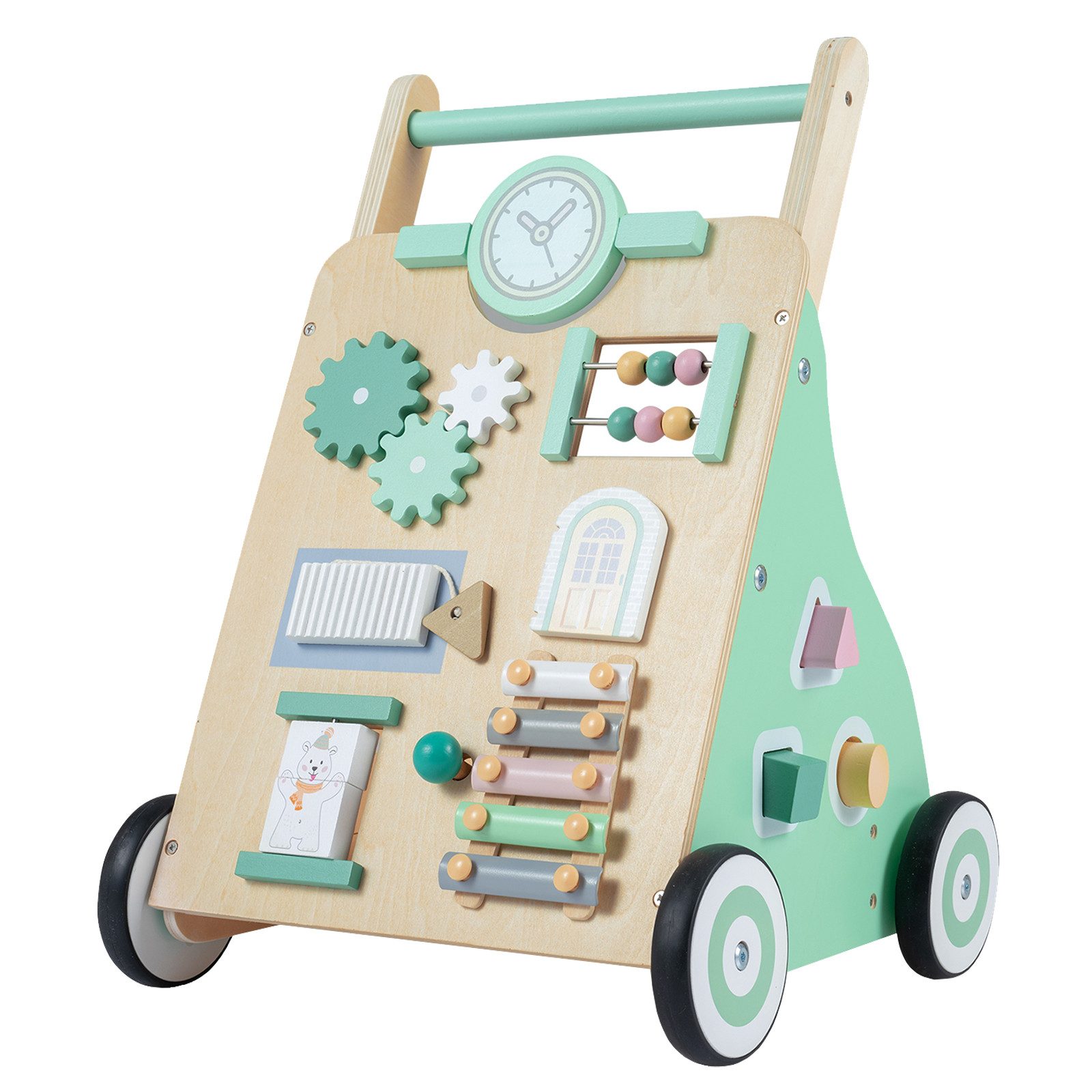 COSTWAY Lauflernwagen Baby Walker mit 10 interaktive Aktivitäten & Stauraum