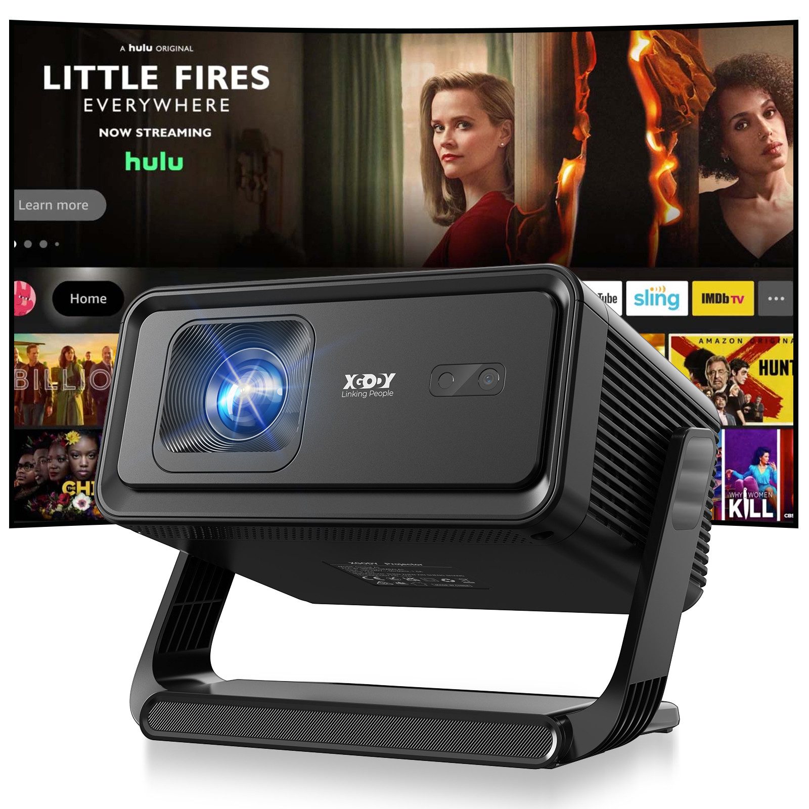 XGODY A1 Smart Beamer Heimkino Projector, Unterstützt 8K/4K 1080P LCD-Beamer (12000 lm, 10000:1, 3840 x 2160 px, mit WiFi 6 BT 5.4,Autofokus & Auto Trapezkorrektur, 10W Lautsprecher)