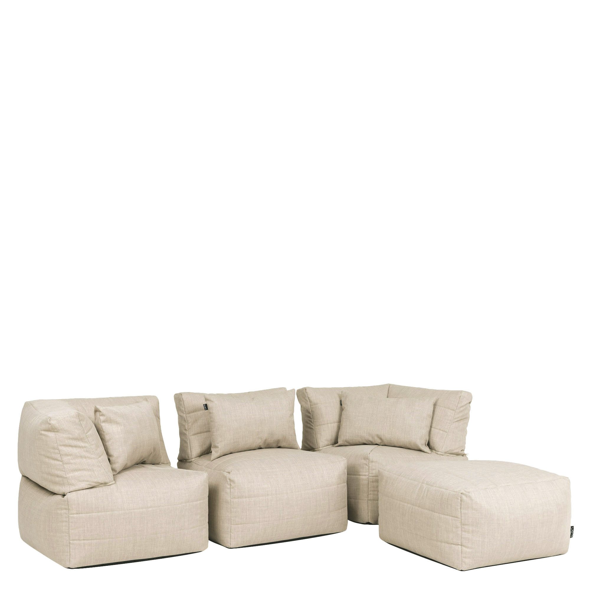 icon Gartenlounge-Set Modulares Outdoorsofa 4 Stück aus Webstoff „Noa“, (Spar-Set, 2 x Ecksofa, 1 x Sessel, 1 x Hocker), Made in Germany, UV-beständig, wetterfest