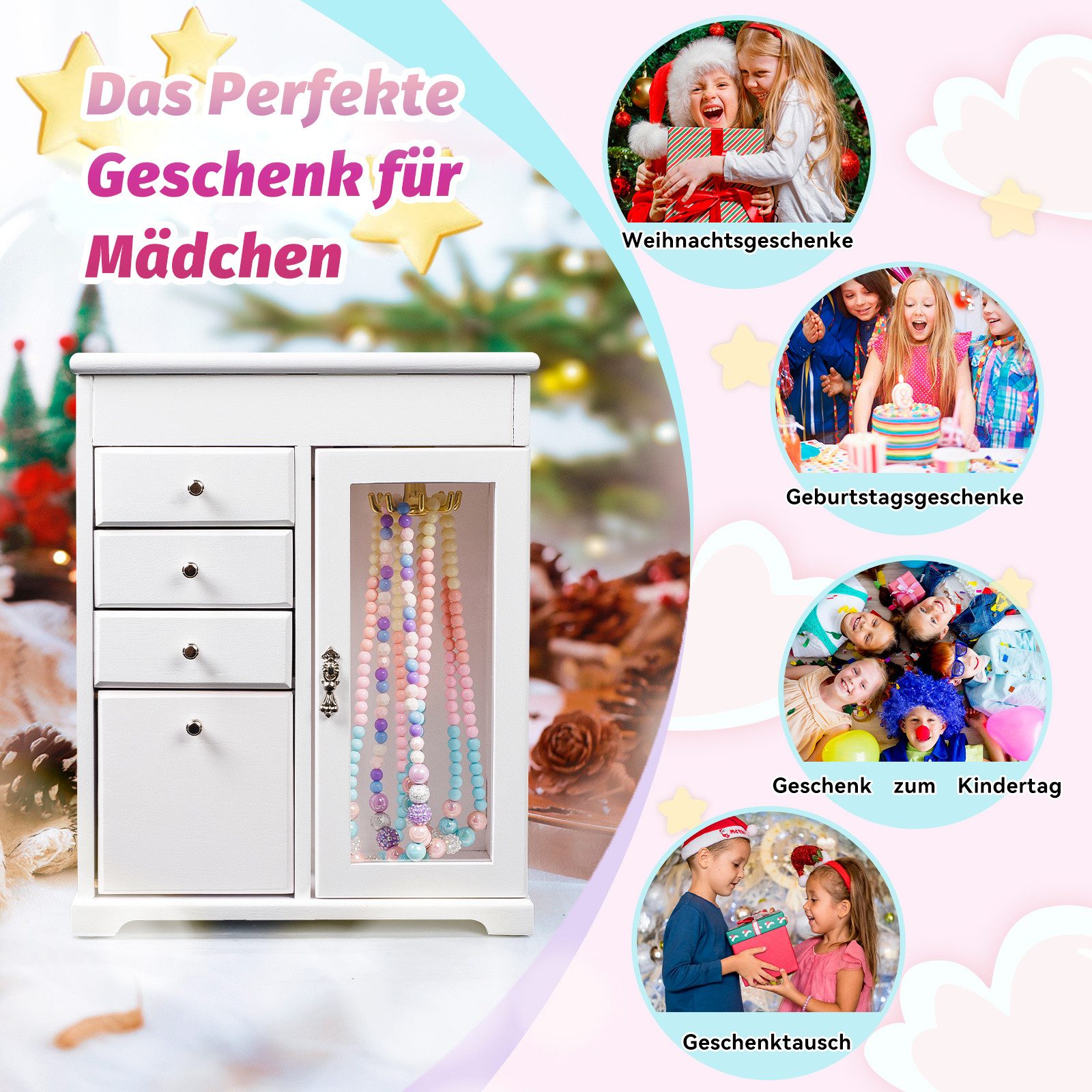 Emfogoo Schmuckkasten 5 Ebenen Musikalisches Schmuckkästchen günstig online kaufen