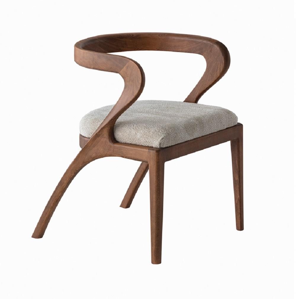 JVmoebel Esszimmerstuhl Stuhl Modern Braun Luxus Esszimmerstuhl Holz Design Polsterung, Made in Europa