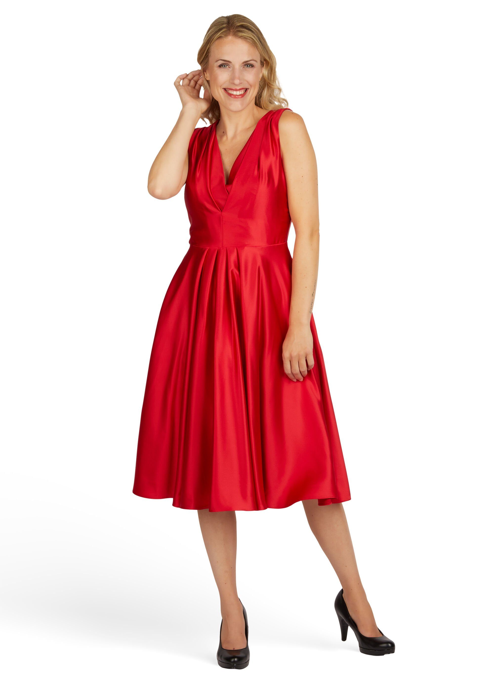 Kleo Abendkleid Abendkleid aus Satin Mit seitlichen Eingrifftaschen POPPY RED