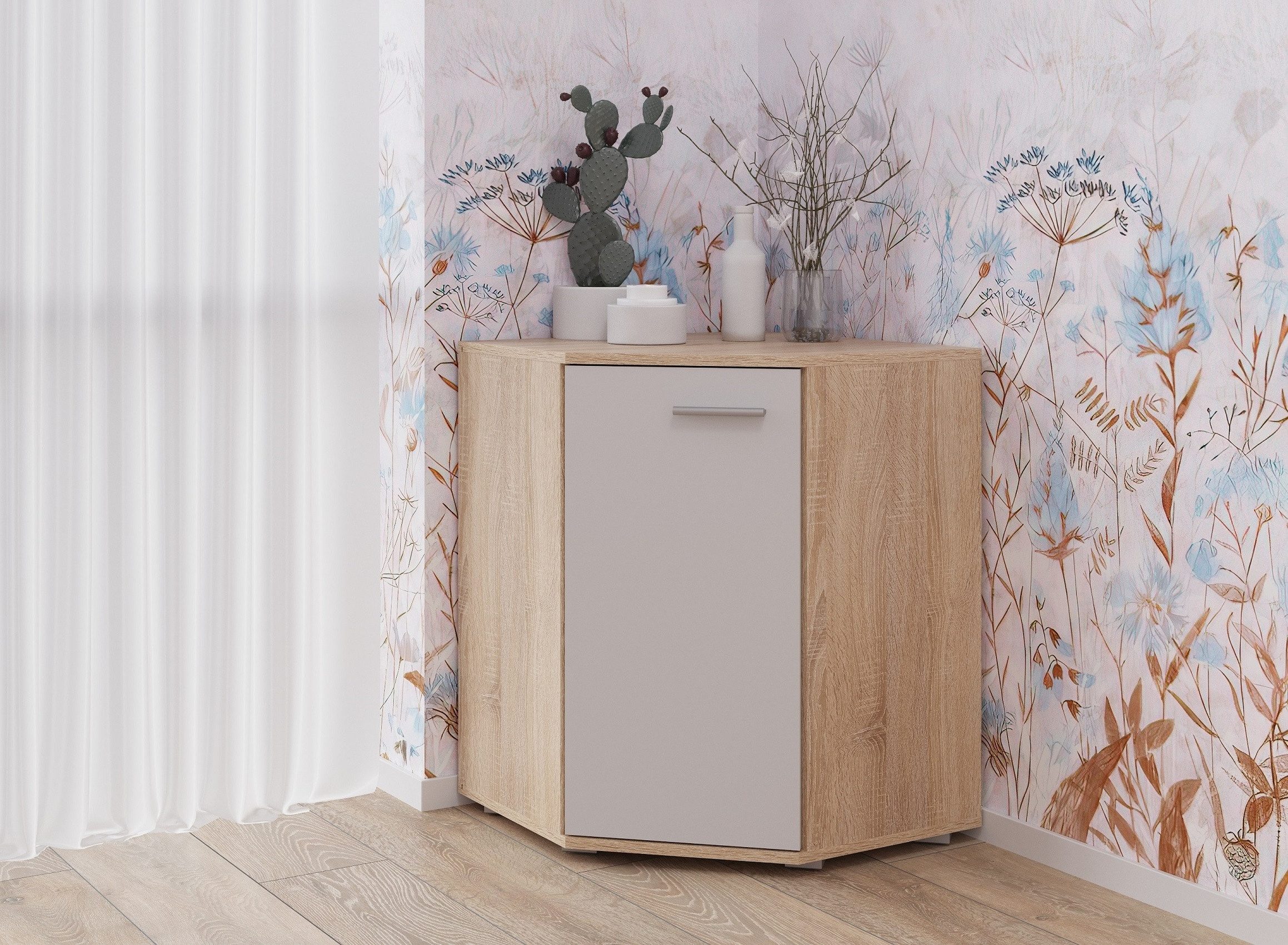 Raumhirsch Furniture Kommode Sideboard, Schrank, Wohnschrank, Anrichte (Maße: 137,8 x 73,5 x 34 cm (3 tiefe Fächer, Eckschrank), stabile Konstruktion, vielseitig einsetzbar, einfache Montage