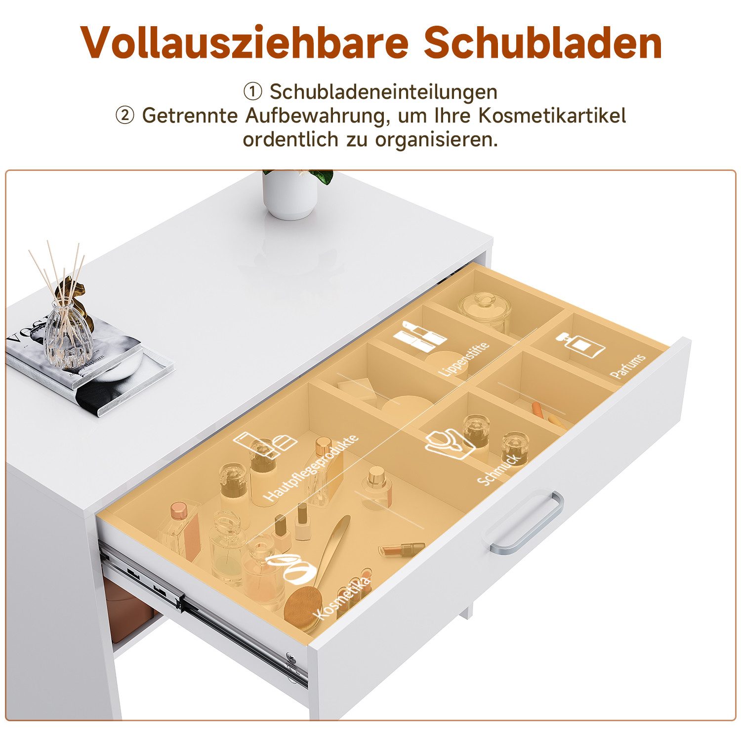 SONNI Schminktisch Schminktischkombination,Schminktisch,Seitenschrank