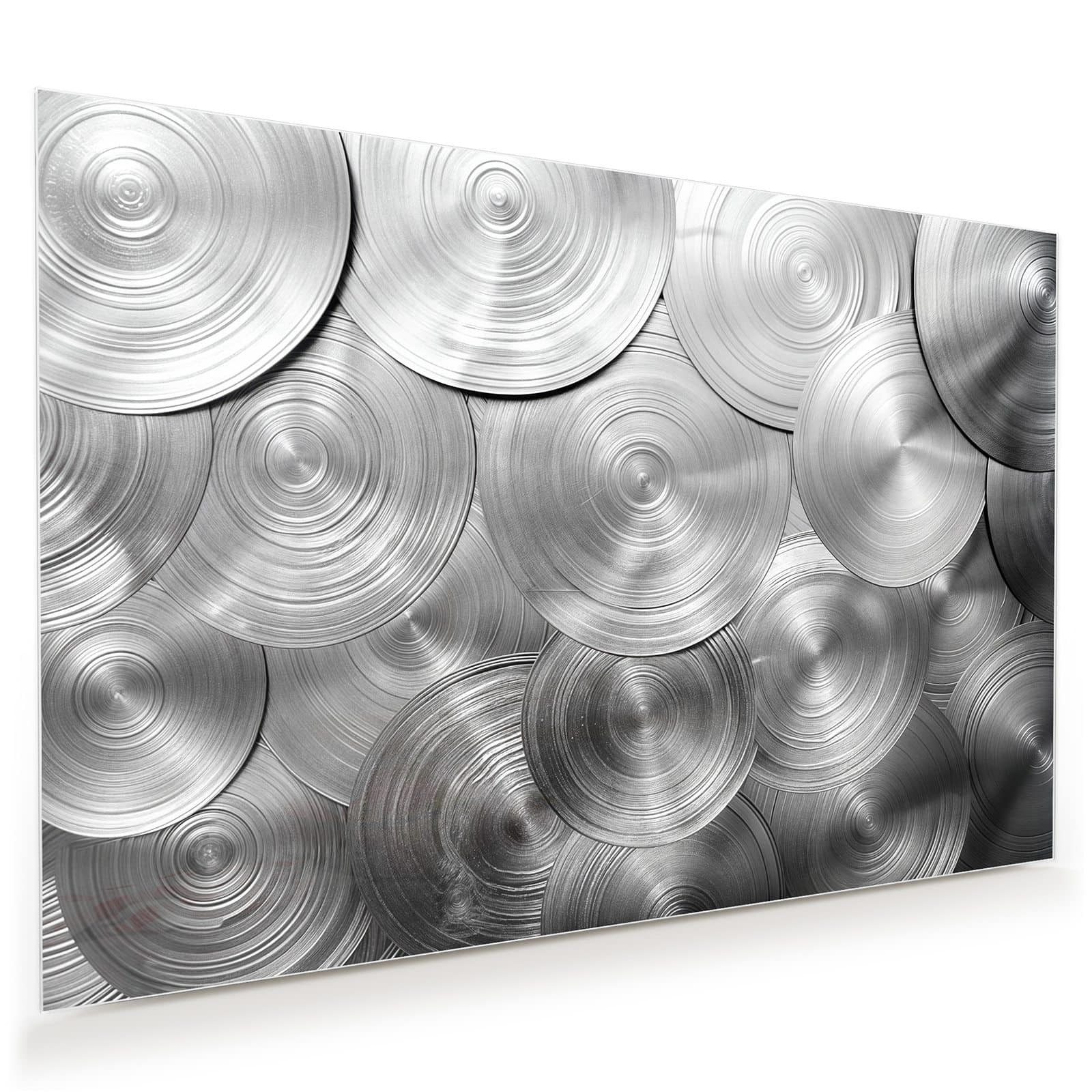 Primedeco Glasbild Wandbild Metallische Scheiben mit Aufhängung, Muster (21 verschiedene Größen, 1 St), Elegante Aufhängung