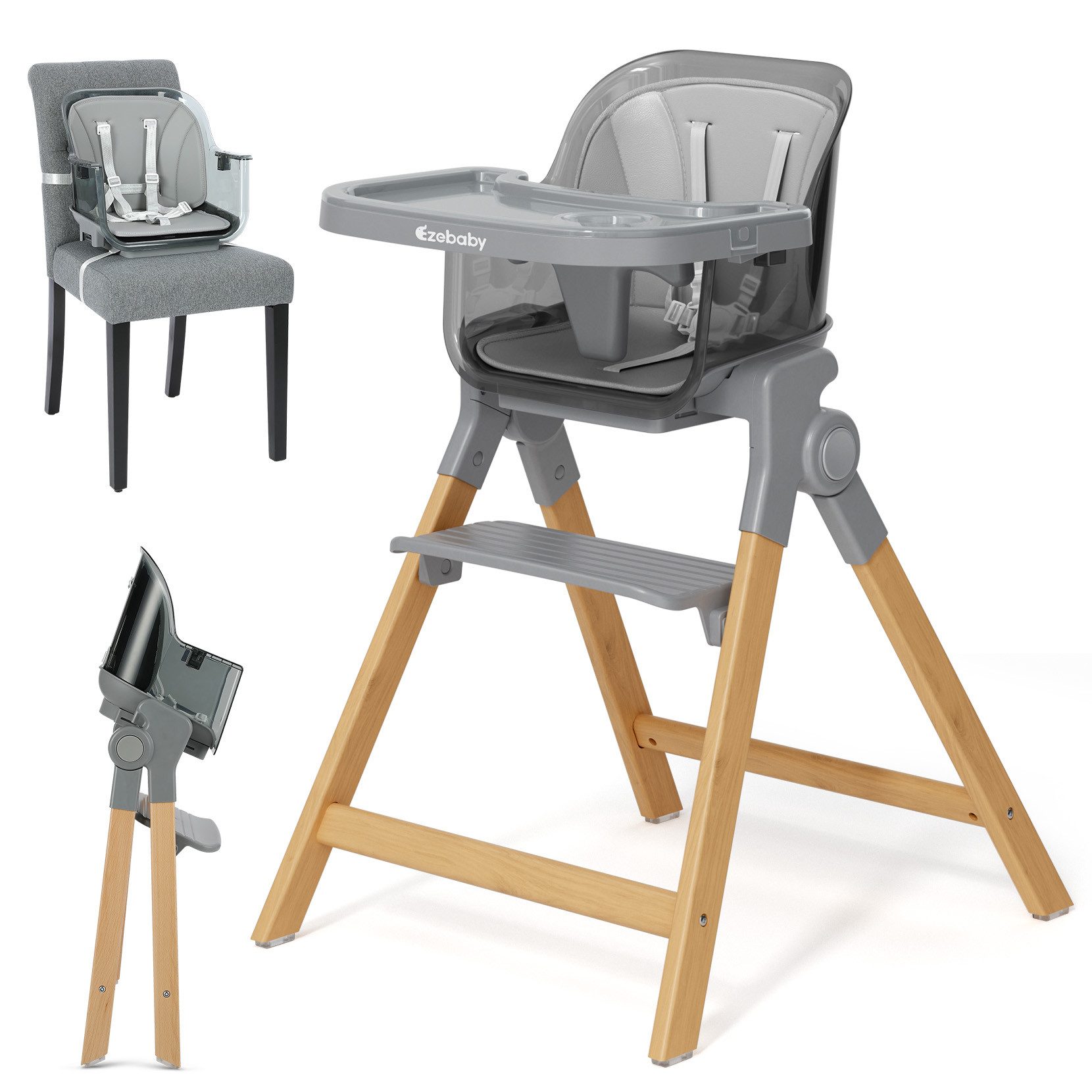 Ezebaby Kinderstuhl Kinderstuhl mit Holzbeine, Kunstleder günstig online kaufen