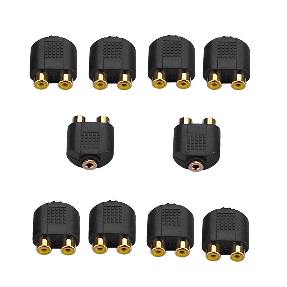 Y RCA/Cinch Adapter 2 Chinch auf 1 Kopfhörer Klinke Buchse 3,5mm Audio- & Video-Adapter