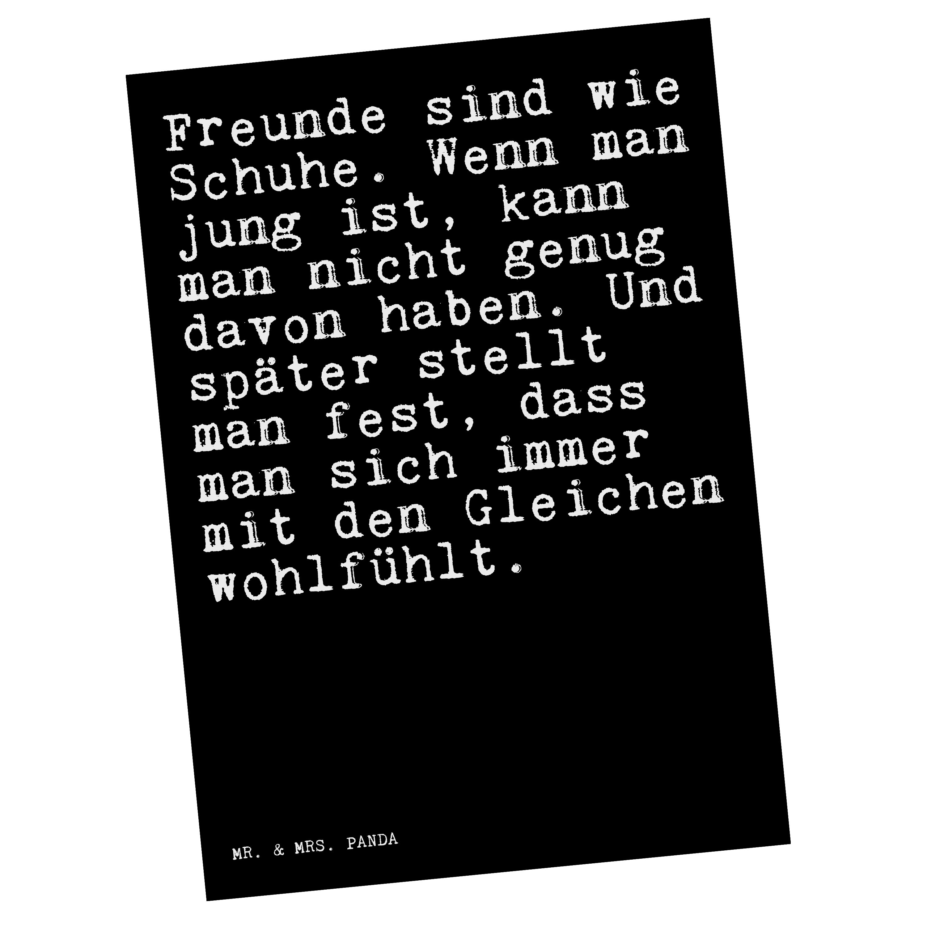 Mr. & Mrs. Panda Postkarte »Freunde sind wie Schuhe.... Schwarz