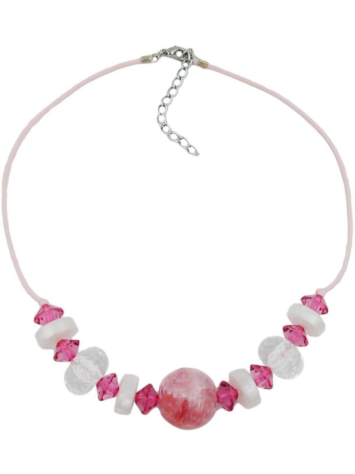 Perle (1-tlg) Kette rosa-marmoriert, kristal Perlenkette Gallay