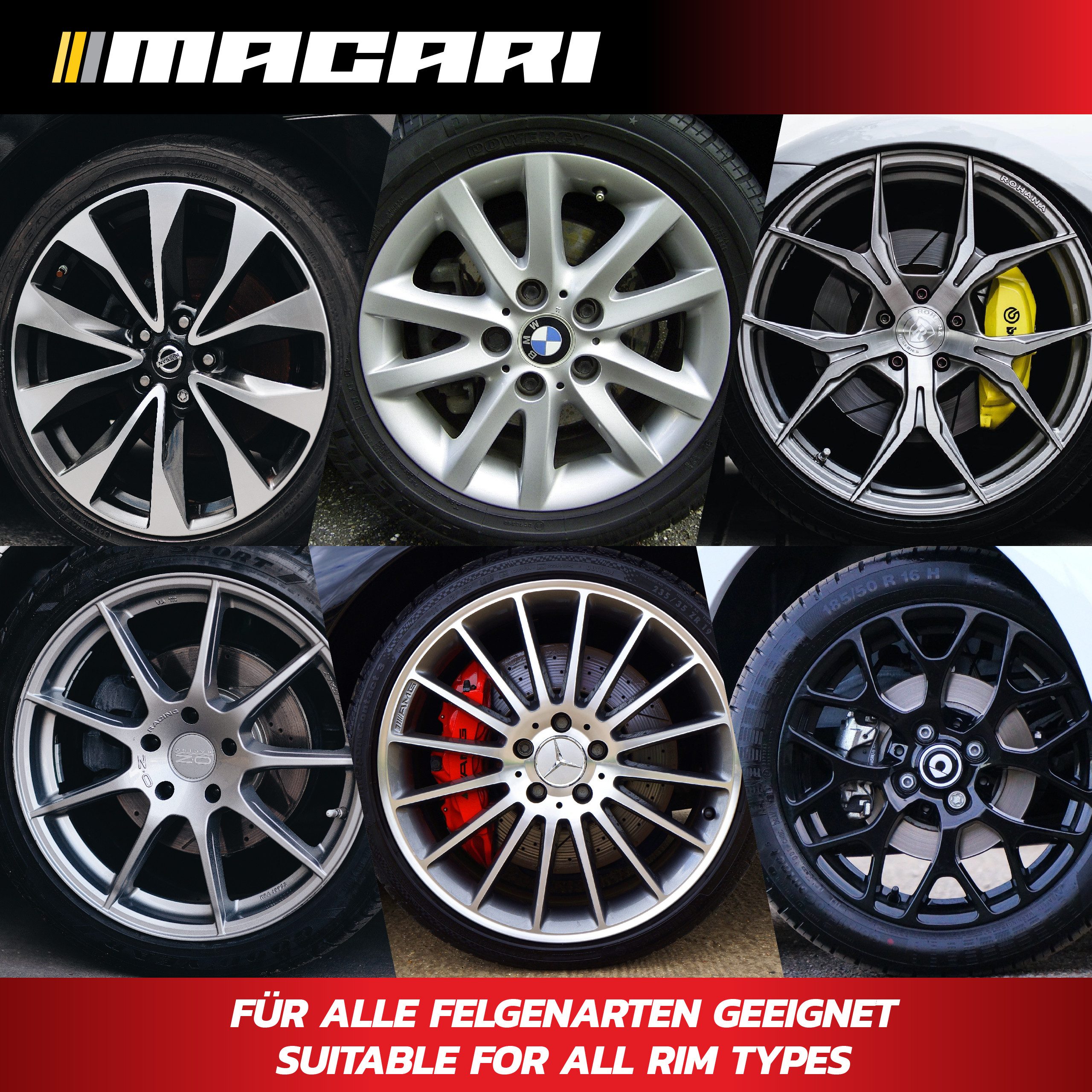 Macari Rim Brush EXTRA THIN Premium Microfiber Car Rim Brush