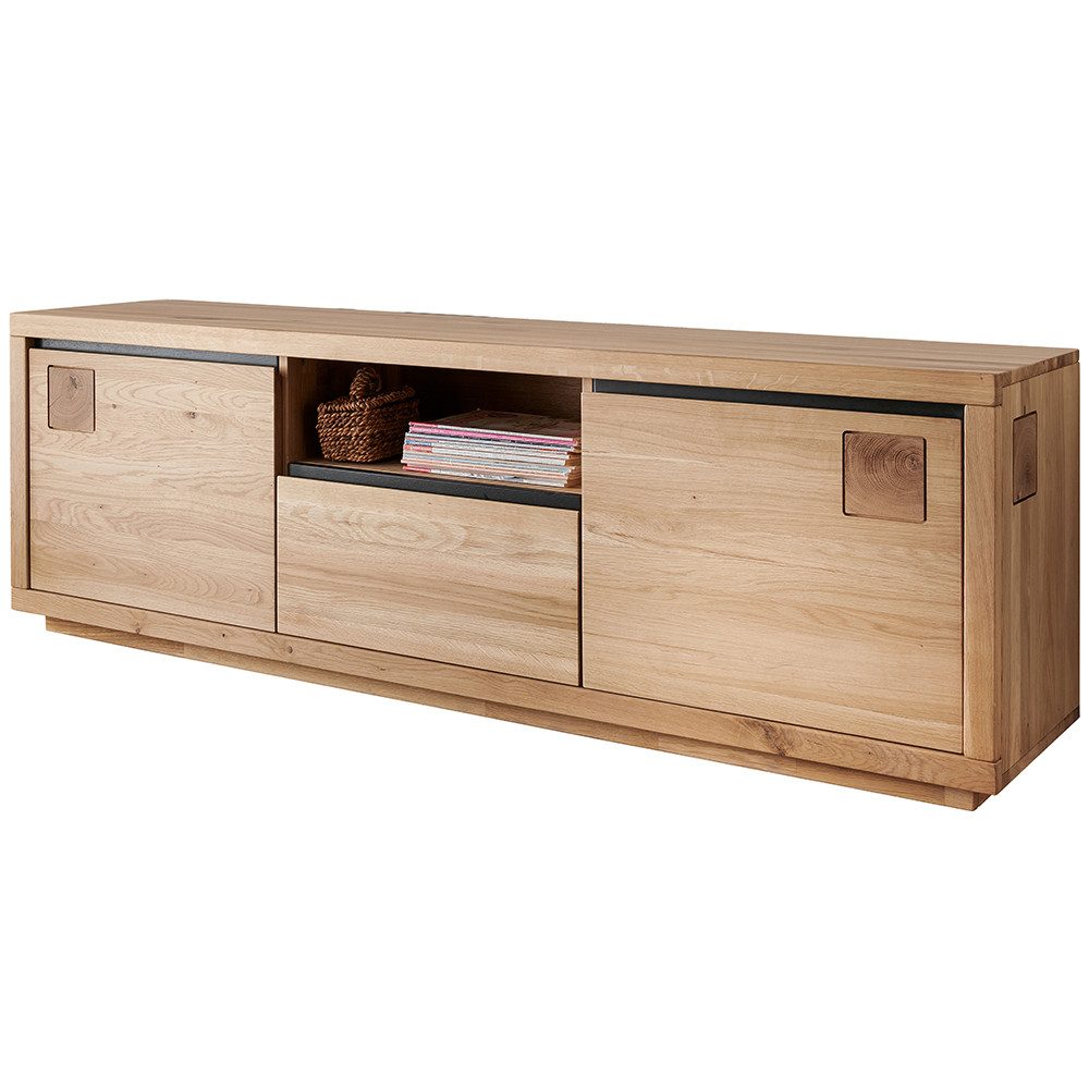 Lomadox Lowboard WINCHESTER-69, TV Board Fernsehschrank 170 cm Eiche massiv geölt Hirnholz-Detail