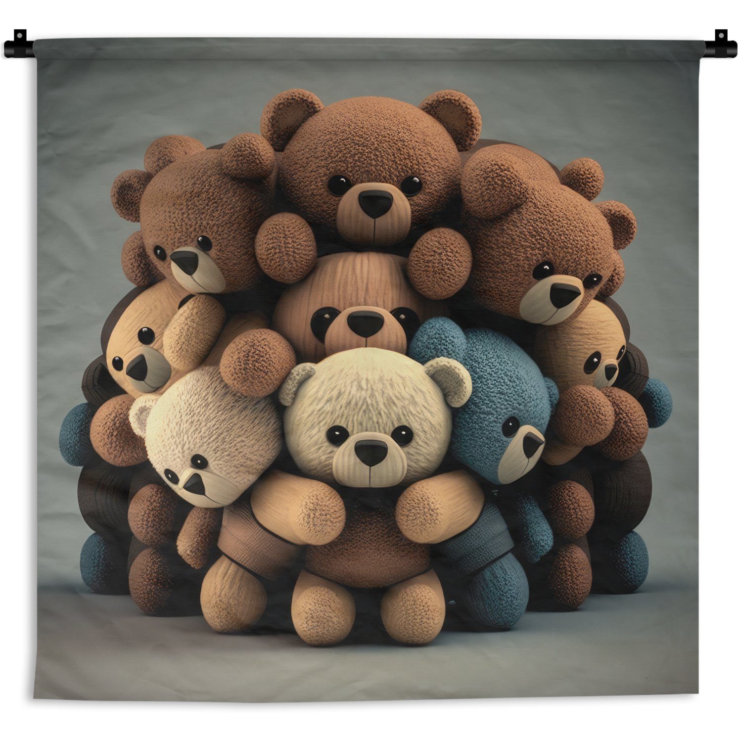Wohnzimmer, Kinderzimmer - Wanddeko Design für Teddybär Mädchen, Wanddekoobjekt Braun Jungen - - MuchoWow Teddy - Schlafzimmer, Wandbehang, Kleid, -