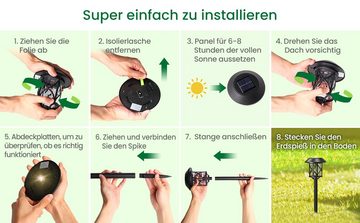 Elegear Gartenleuchte 8 Stück Solarleuchte mit Erdspieß, Gartenlampe für Garten, Terasse, LED fest integriert, Warmweiß, Gartenstrahler, für Garten, Gehweg, 3200k