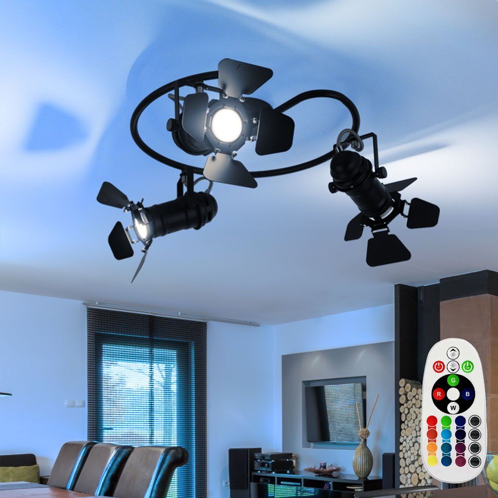 etc-shop LED Deckenleuchte, Leuchtmittel inklusive, Warmweiß, Farbwechsel, Rondell Decken Leuchte dimmbar Scheinwerfer Fernbedienung Spot