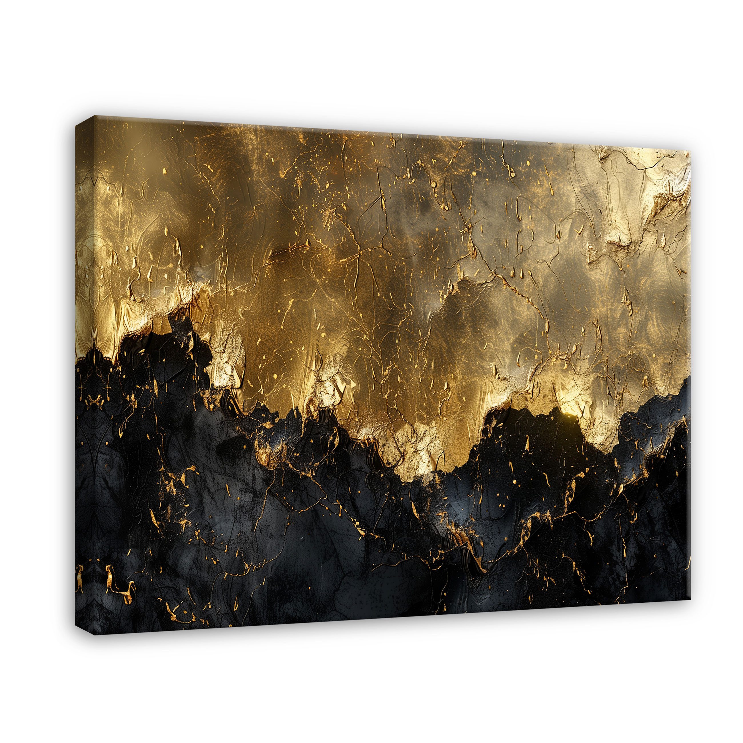 Wallarena Leinwandbild Abstrakt Marmor Glamour Gold Schwarz Wandbilder Wand günstig online kaufen
