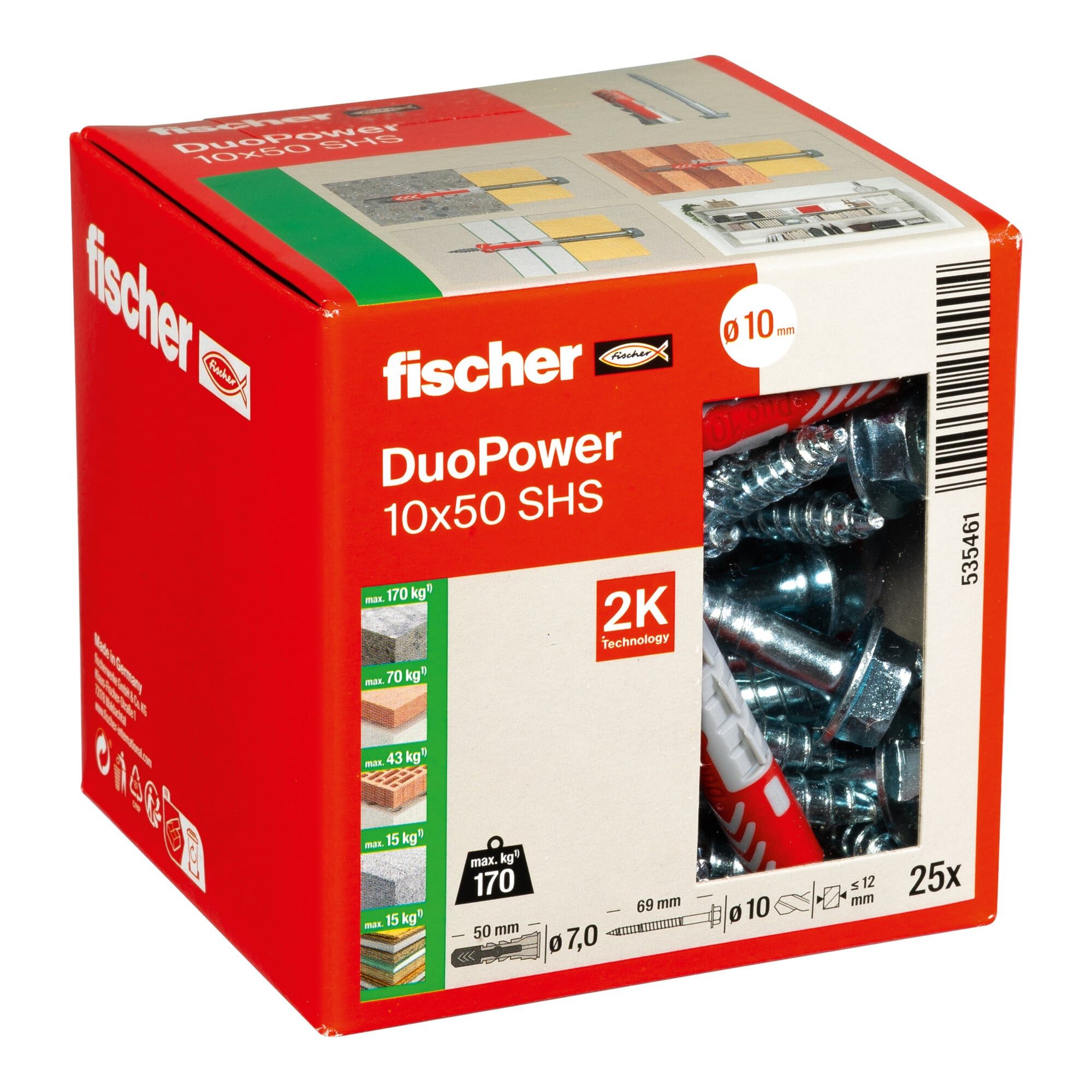 fischer Spreizdübel fischer Dübel DuoPower 10x50 S LD 25 Stk