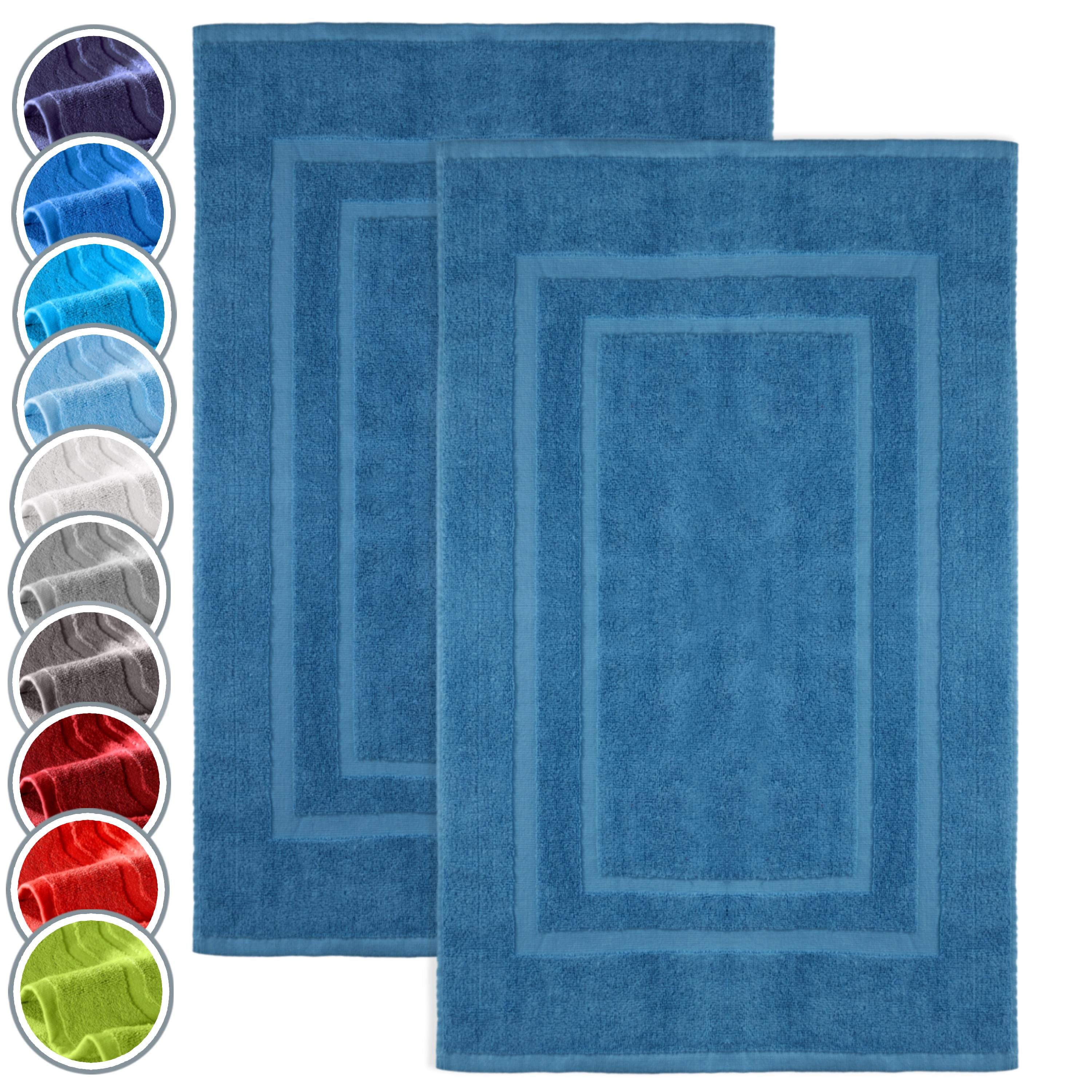 NatureMark Badematte 2er-Set Badvorleger 50x80cm, strapazierfähig, Baumwolle, rechteckig, Badematte 2-tlg., Duschmatte Duschvorleger, Premium Qualität, 50x80cm, Royal blau