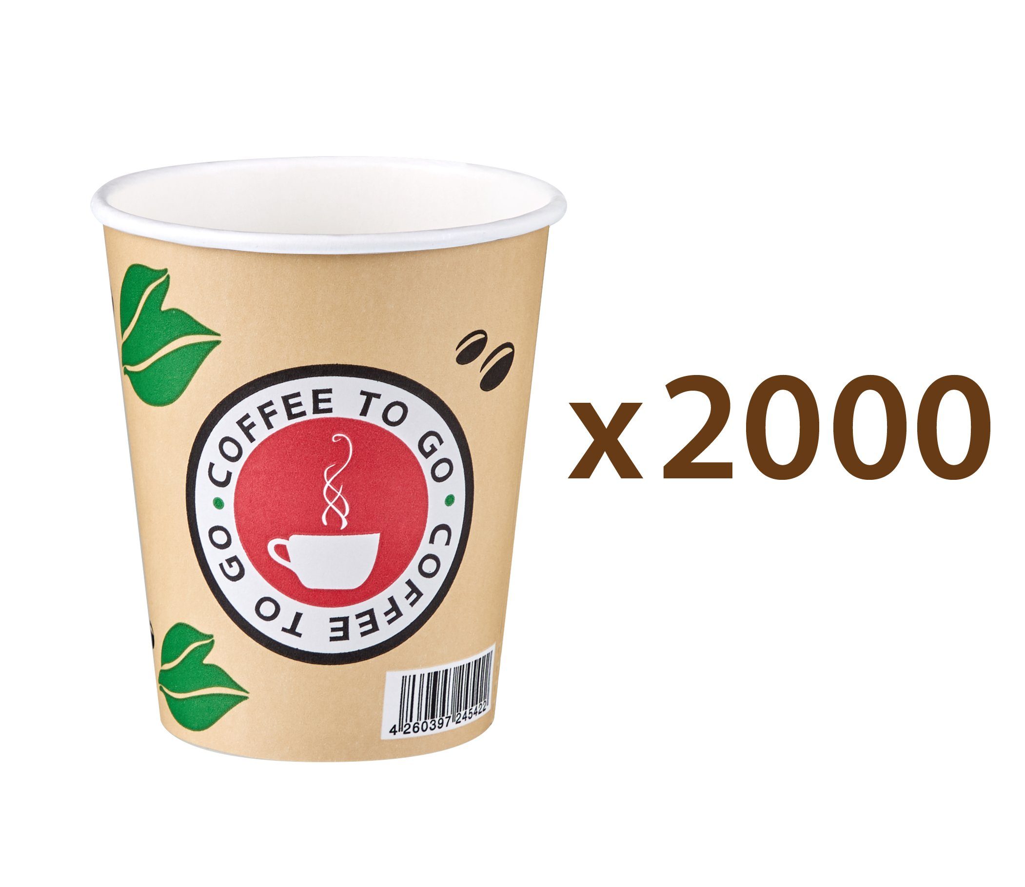 Goldhofer Coffee-to-go-Becher Kaffeebecher Set (100-2000 Stück) hitzebeständige Pappbecher, 2000-tlg., Ohne Deckel, Optional mit Deckel