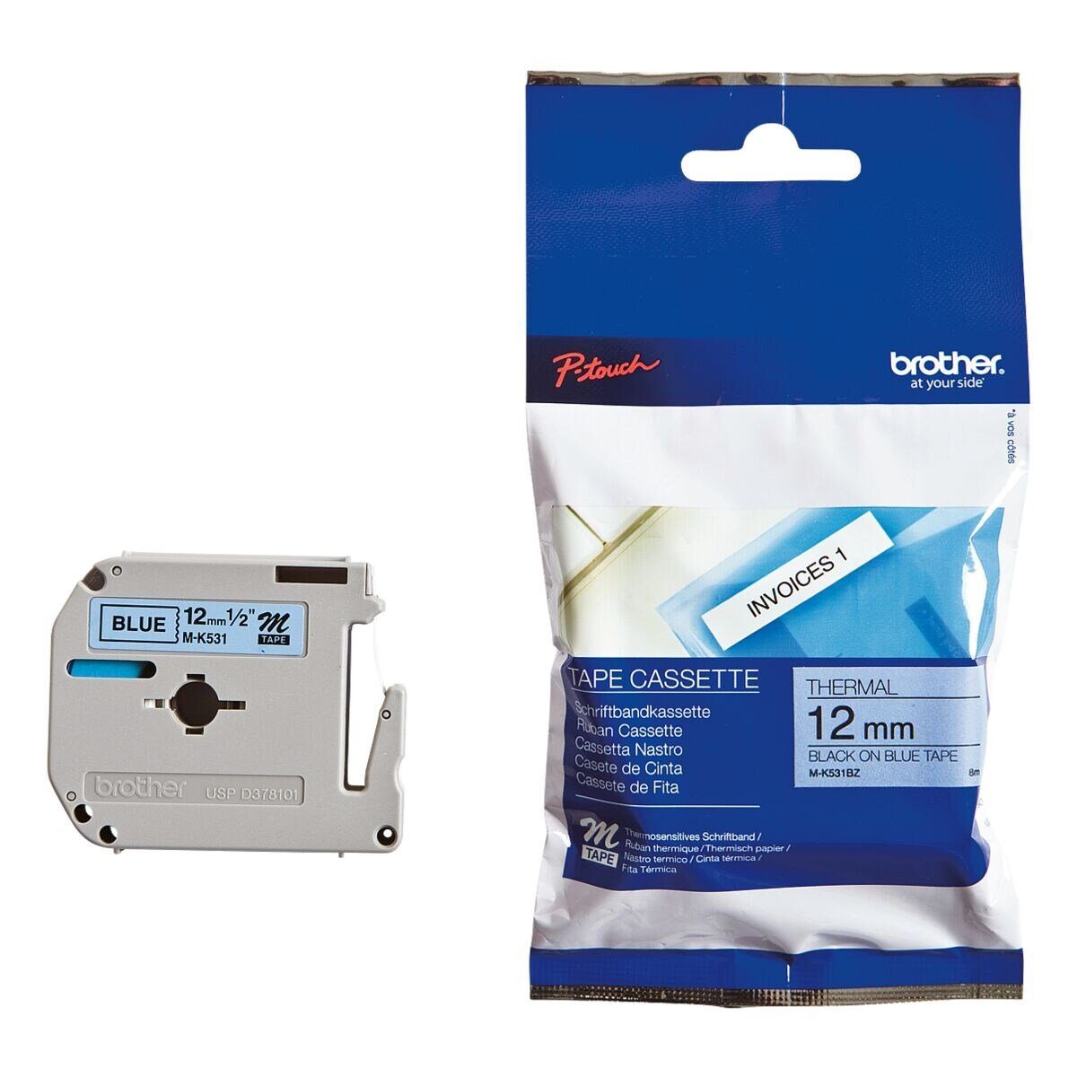 Brother Beschriftungsband MK-531, M-Tape 12 mm x 8 m, für P-Touch