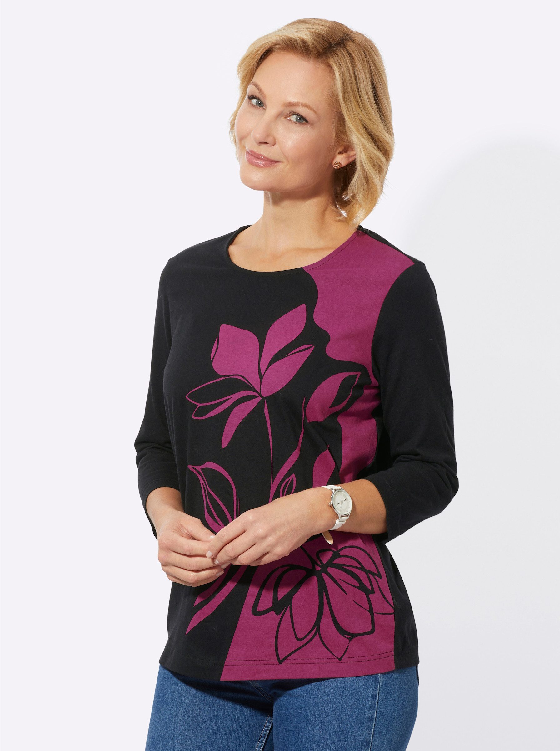 Classic Basics 3/4-Arm-Shirt "Rundhals-Shirt" 1 Stk. tlg. günstig online kaufen