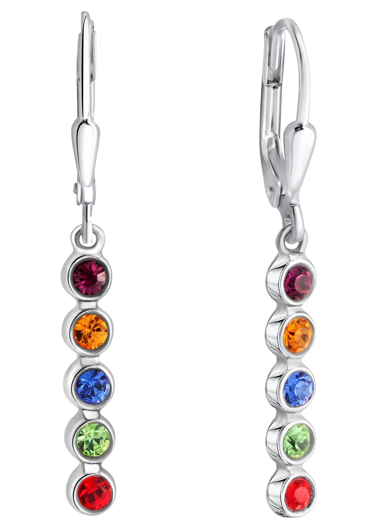 Firetti Paar Ohrhänger Schmuck Geschenk Silber 925 Ohrschmuck Patentbrisur Regenbogen, mit Kristallstein