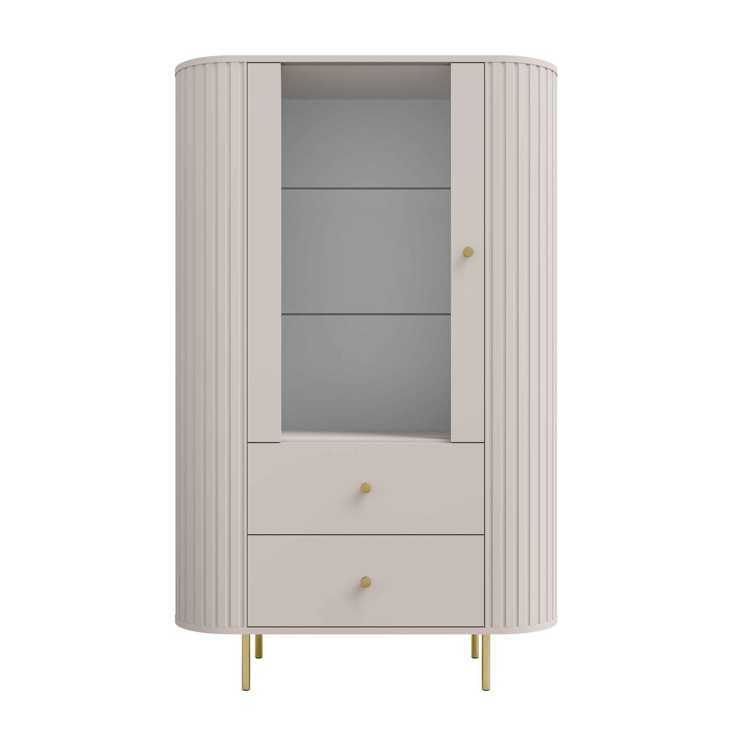 Masseno Glasvitrine Vitrinenschrank BOLLA 155 x 97,4 cm gelb
