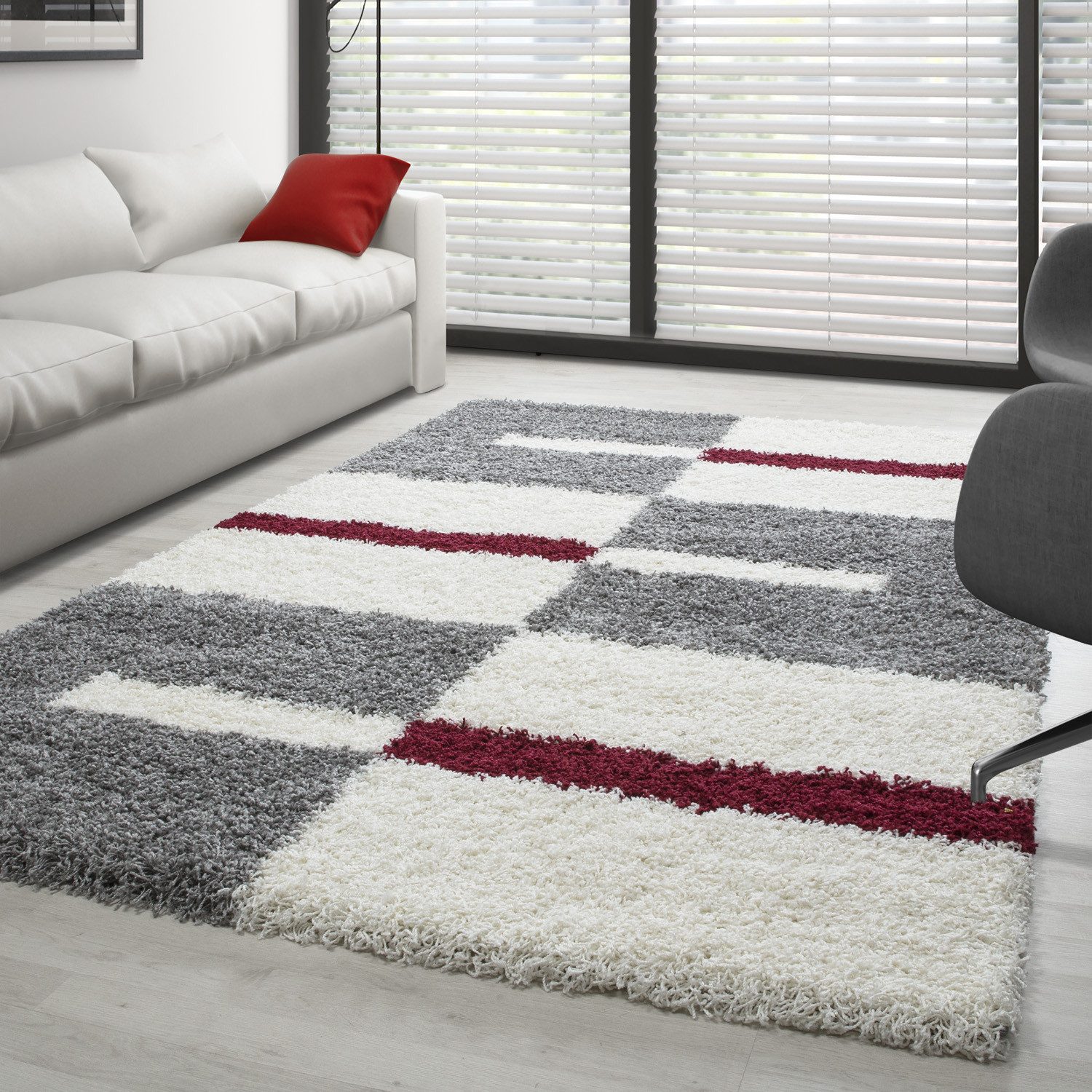 Carpettex Hochflor-Teppich Kariert Design, Rechteckig, Höhe: günstig online kaufen