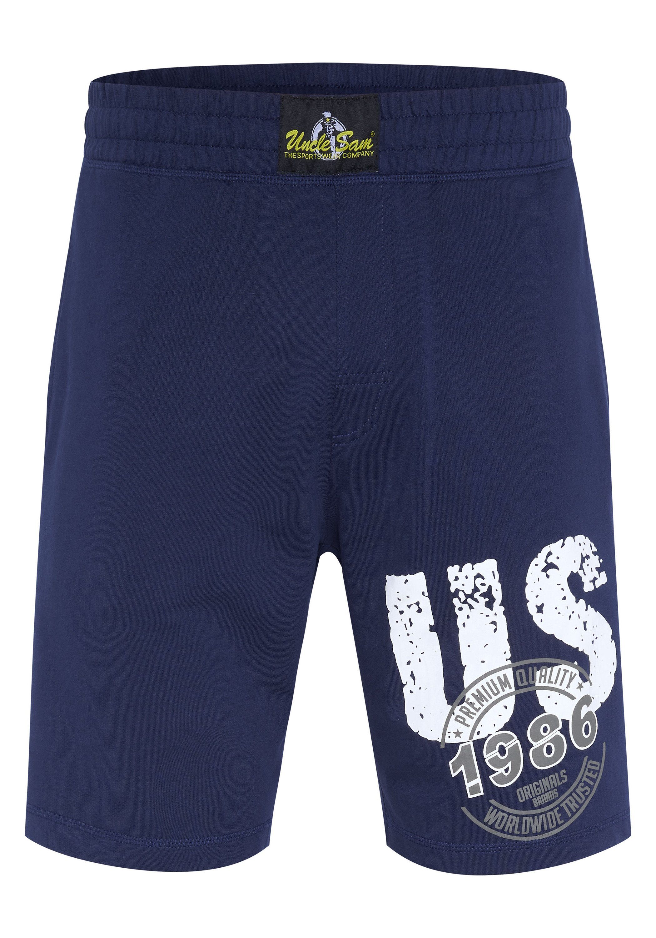 Uncle Sam Sweatshorts aus French weichem 19-3921 Iris Black Terry