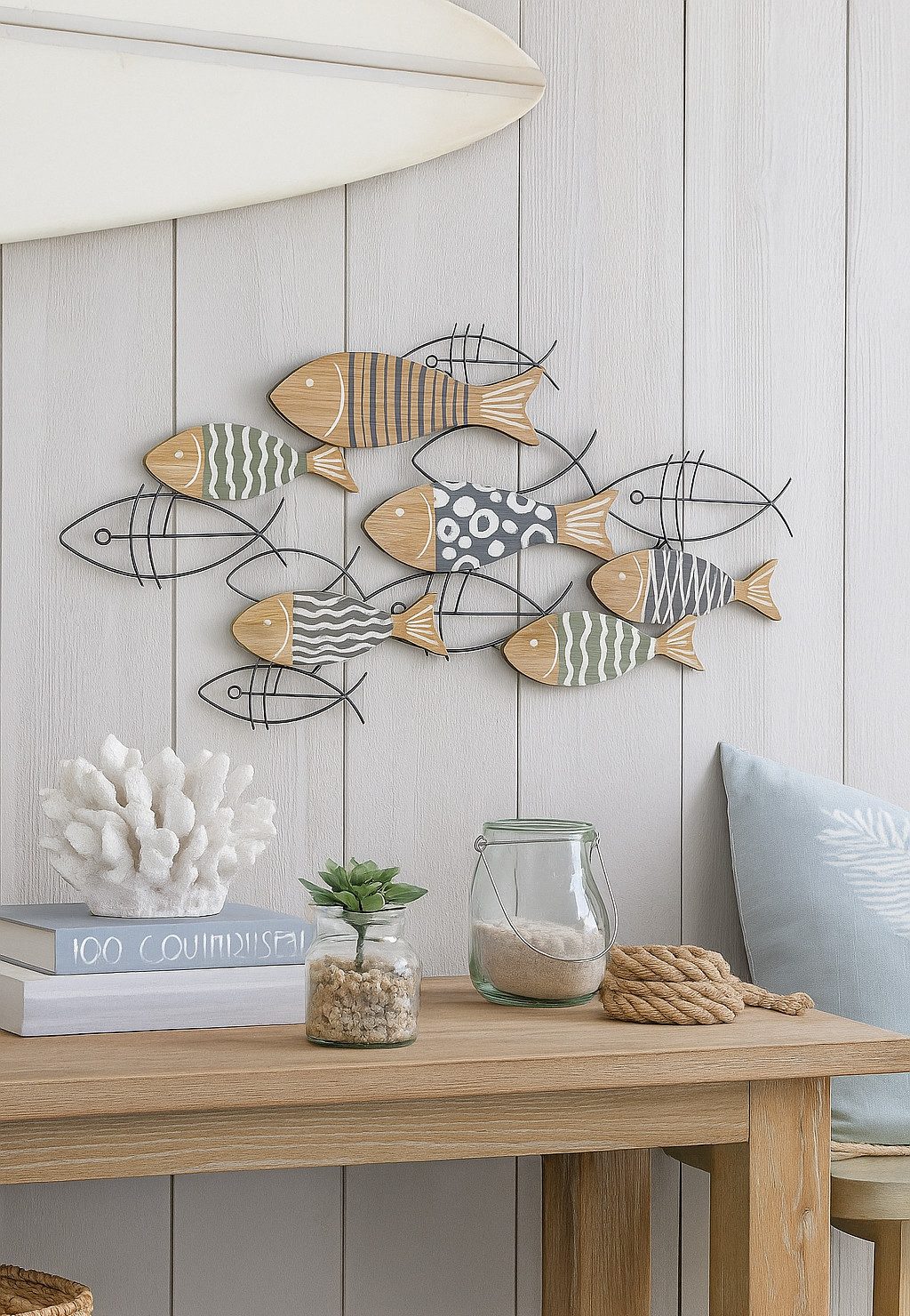 moebel-direkt-online Wanddekoobjekt Wanddekoration "Fische" ca. 78 cm breit