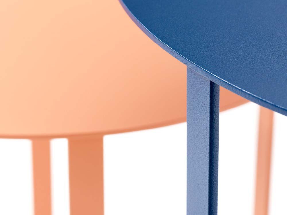 KAUTSCH.com Beistelltisch MAXI-PAULE | Natur Abnehmbare 2er-Set mit Tischplatte dunkelblau-pfirsich (2er-Set), Tischplatte Beistelltisch Eiche