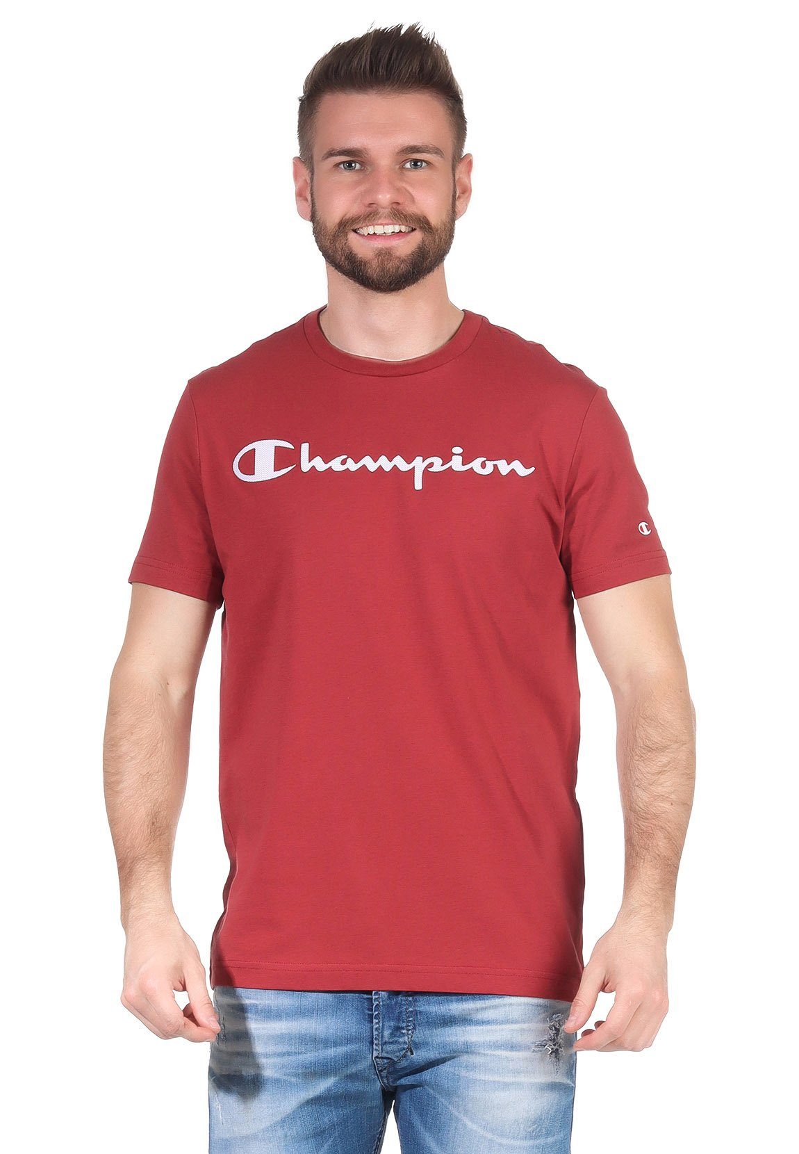 Champion T-Shirt Champion Herren T-Shirt 214142 RS518 ROW Dunkelrot