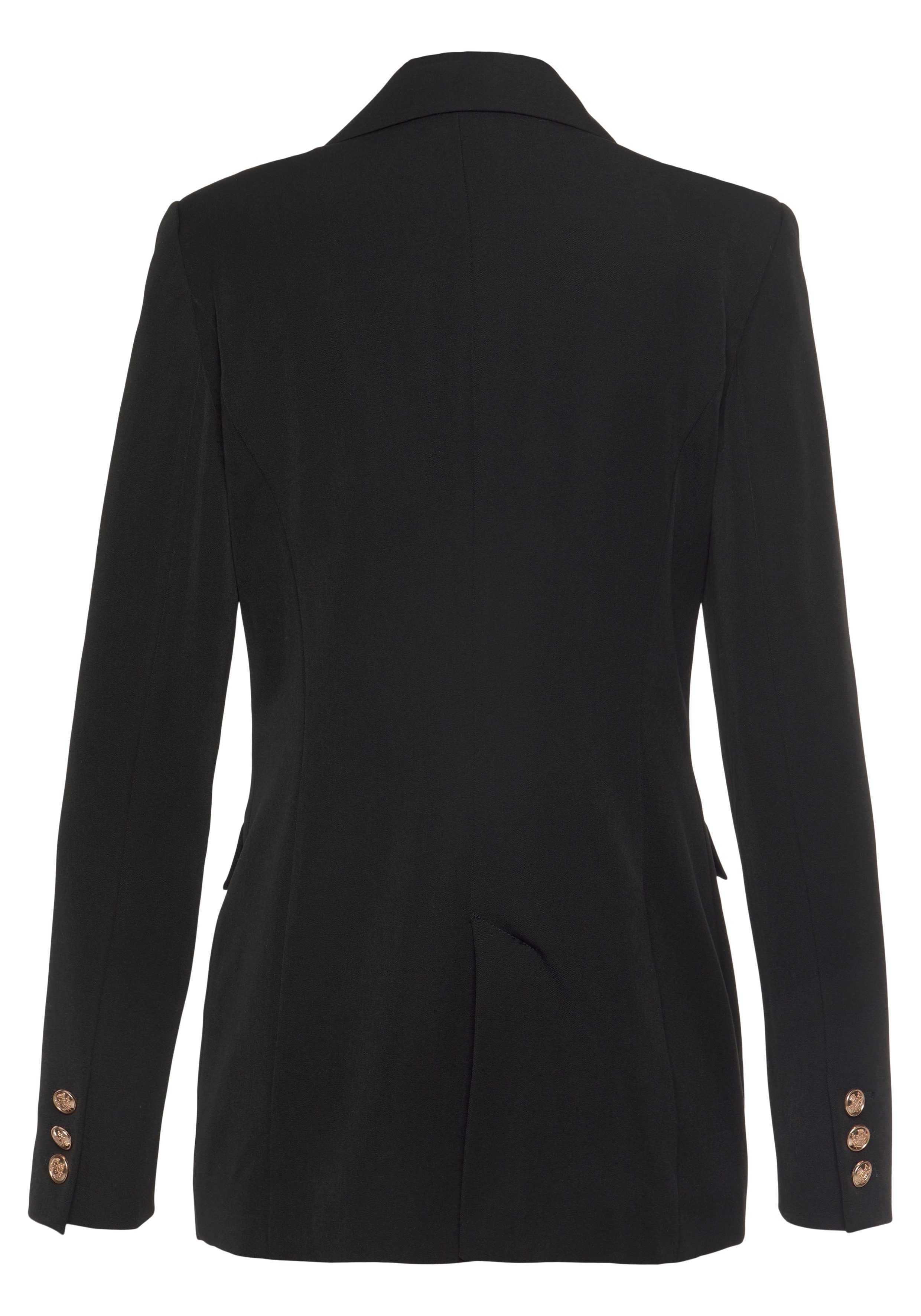 LASCANA Longblazer mit goldfarbenen Knöpfen und Pattentaschen modischer Damenblazer, eleganter Business-Look, festlich – Bild 4 von 5