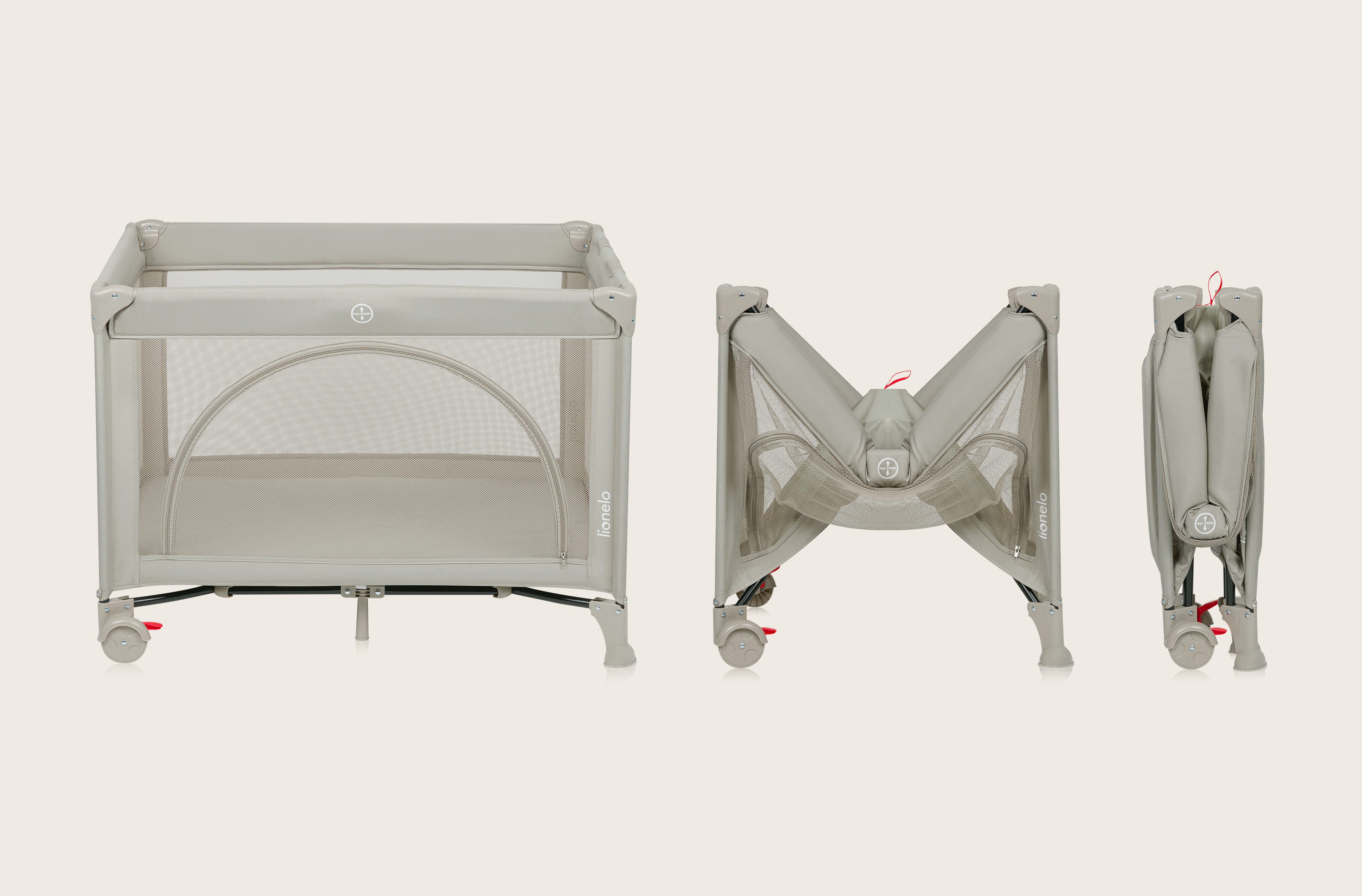 lionelo Baby-Reisebett LAURA, Kompakt/Bodeneinstieg/2 Matratzenhöhen/Rollen günstig online kaufen