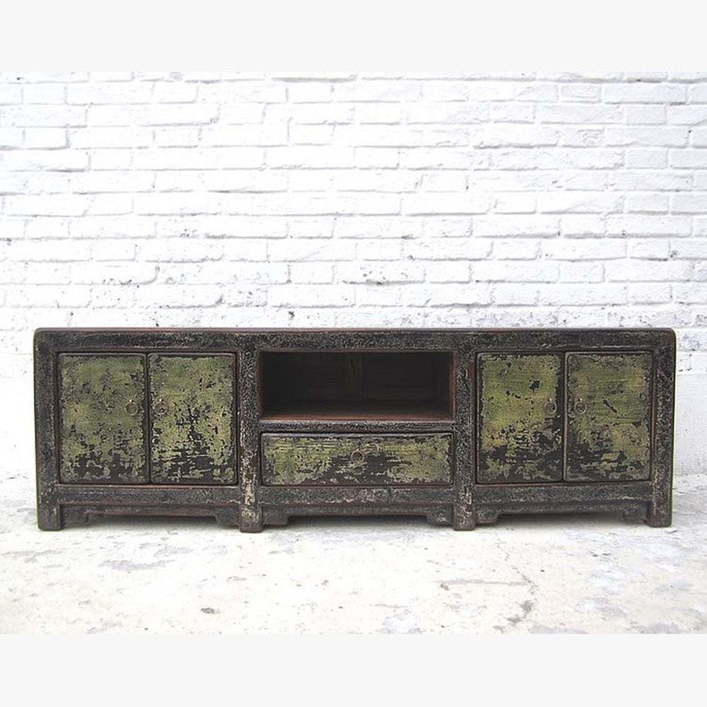 Kommode China shabby chic Lowboard für TV Flachbildschirm Pinie schmutzgrau