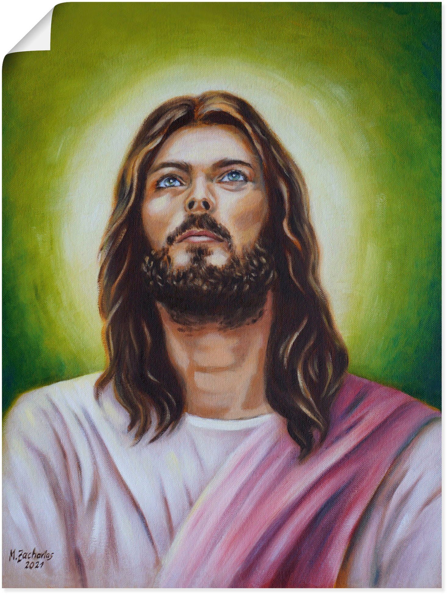 (1 Christliche Poster als Wandaufkleber Leinwandbild, versch. Artland oder Christus St), Jesus Größen Bilder in Wandbild Alubild, Porträt,