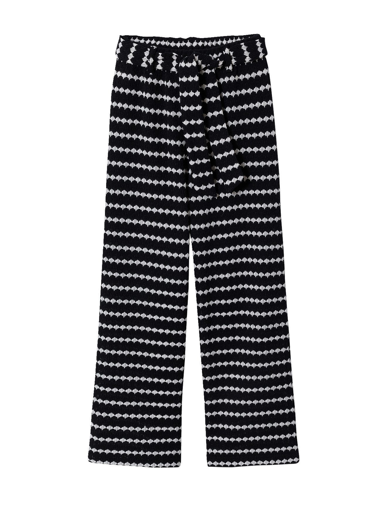 jonen Cargohose Weite Mädchen Hose aus Fantasiestrick mit Gürtel Fantasiestrick mit Gürtel