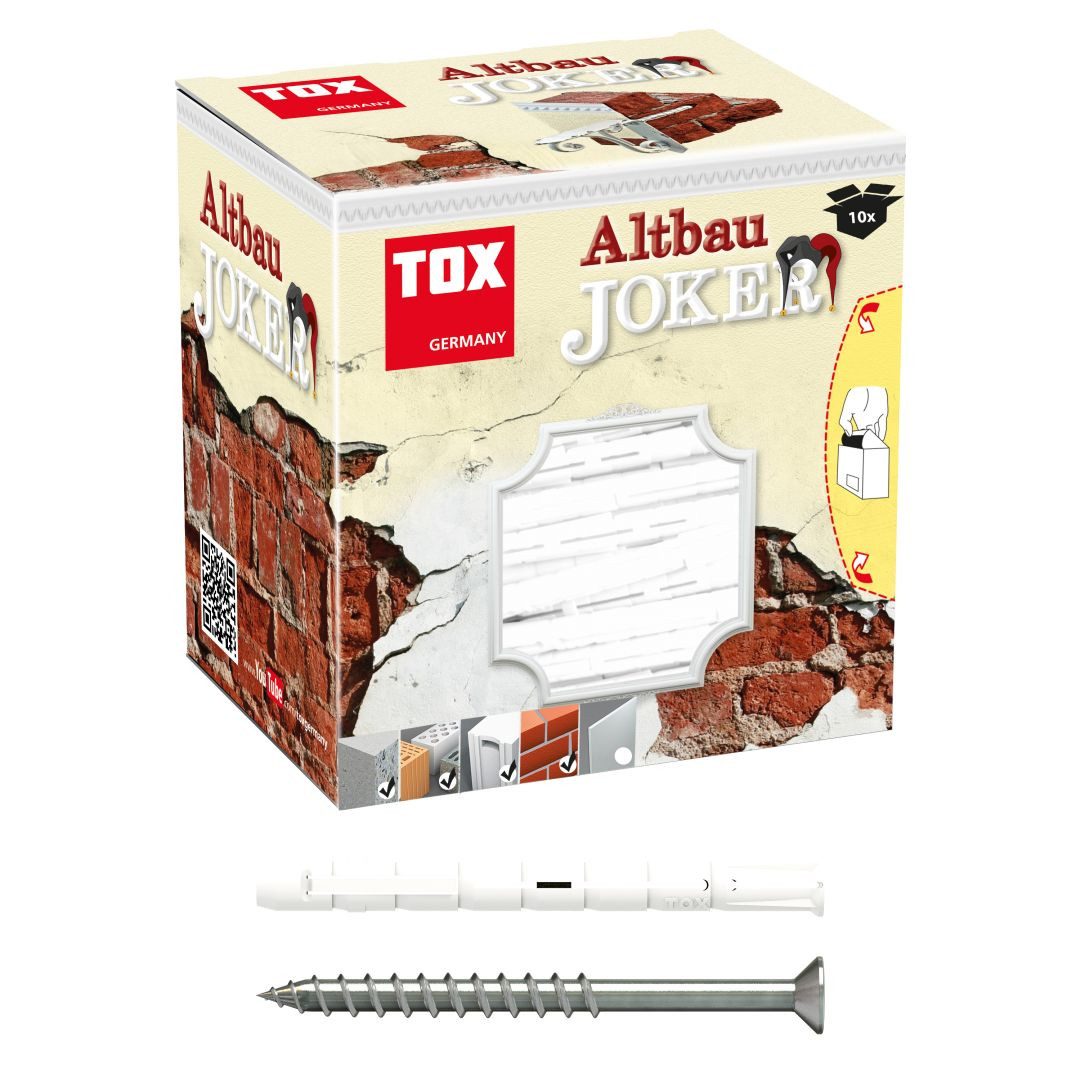 TOX-DÜBEL-TECHNIK Universaldübel Allzweck-Spreizdübel + Schraube Altbaujoker 10/90 mm KT, (10-tlg)
